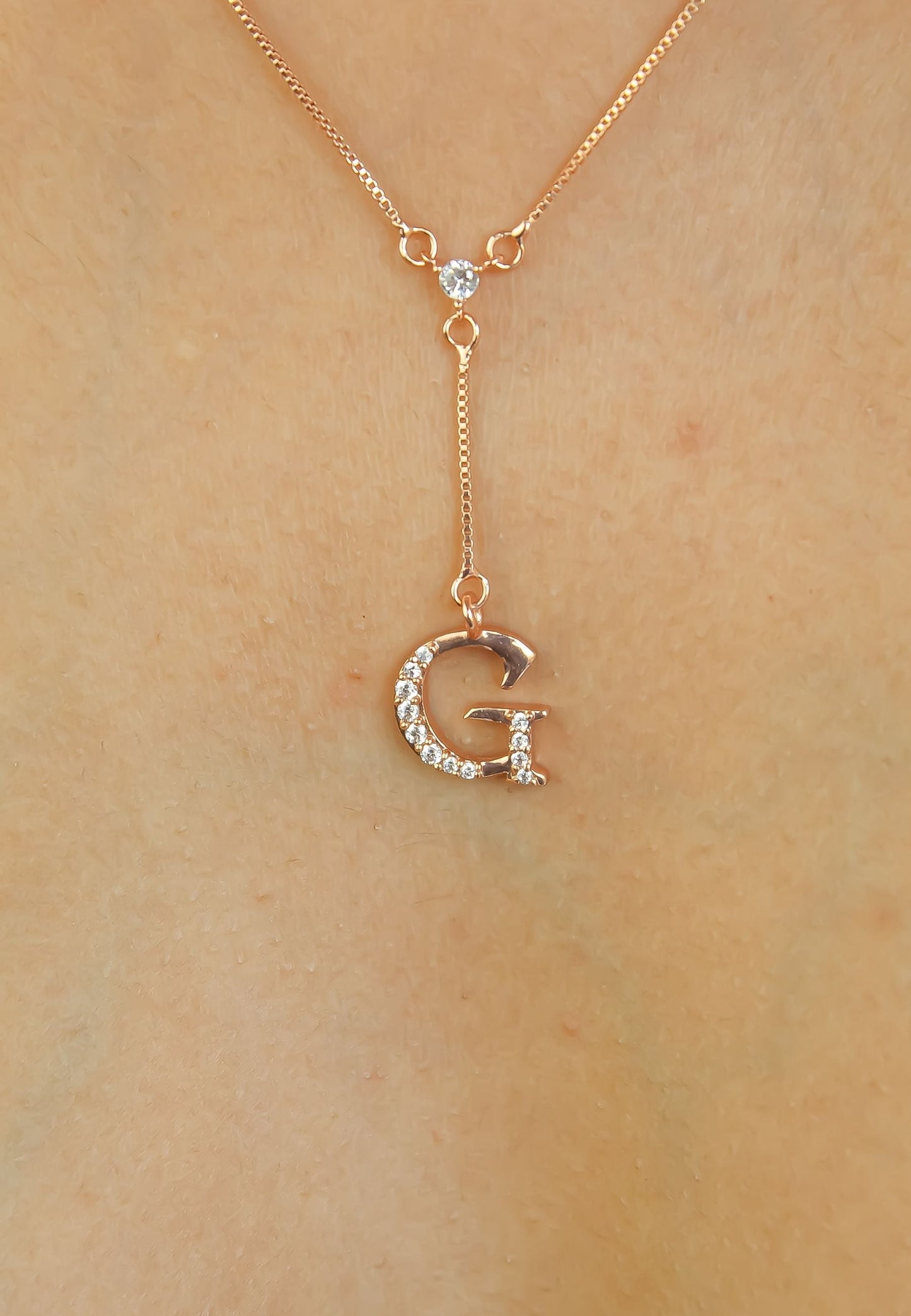 rose gold alphabet necklaces Bombay Sunset