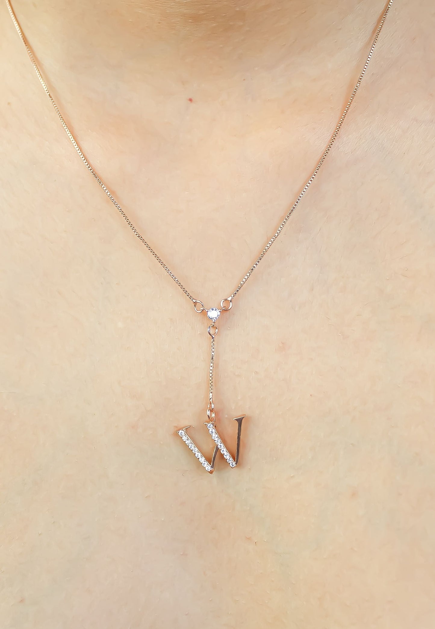 rose gold alphabet necklaces Bombay Sunset