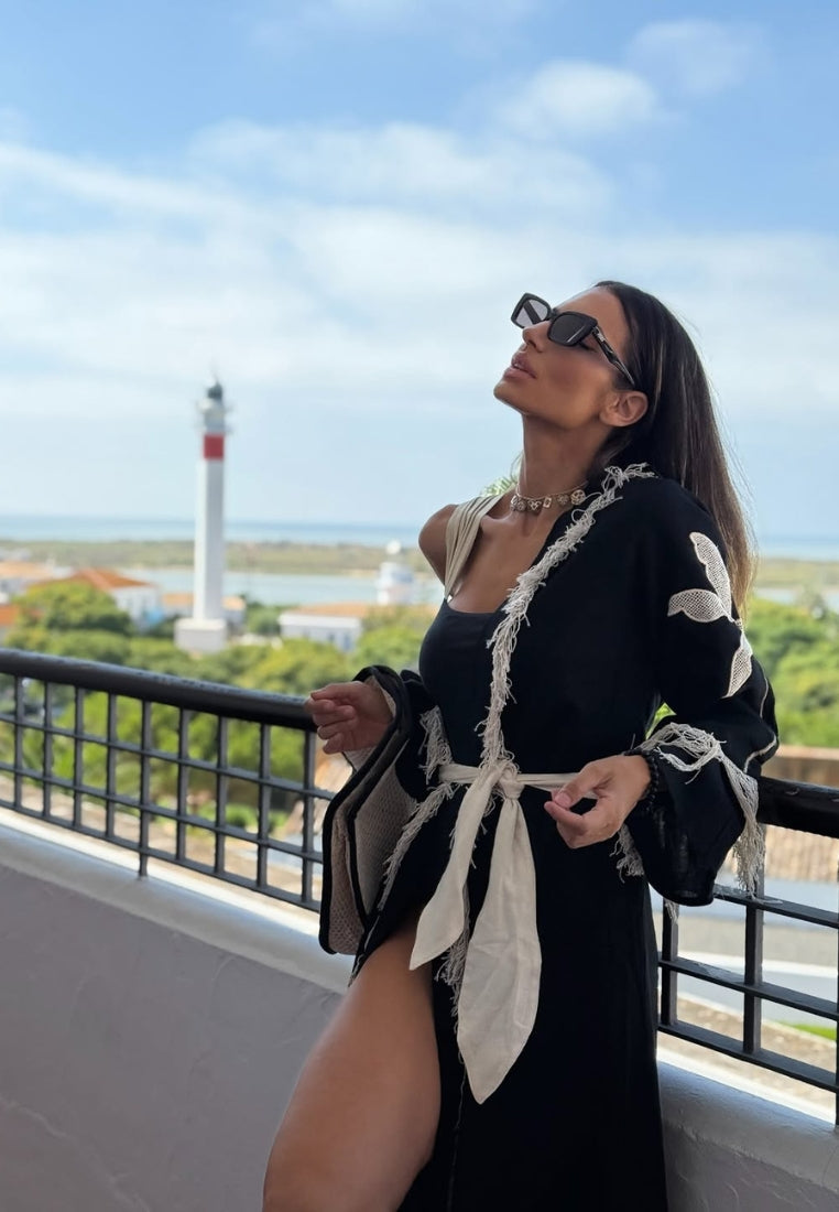 Horizon Long Black Kimono