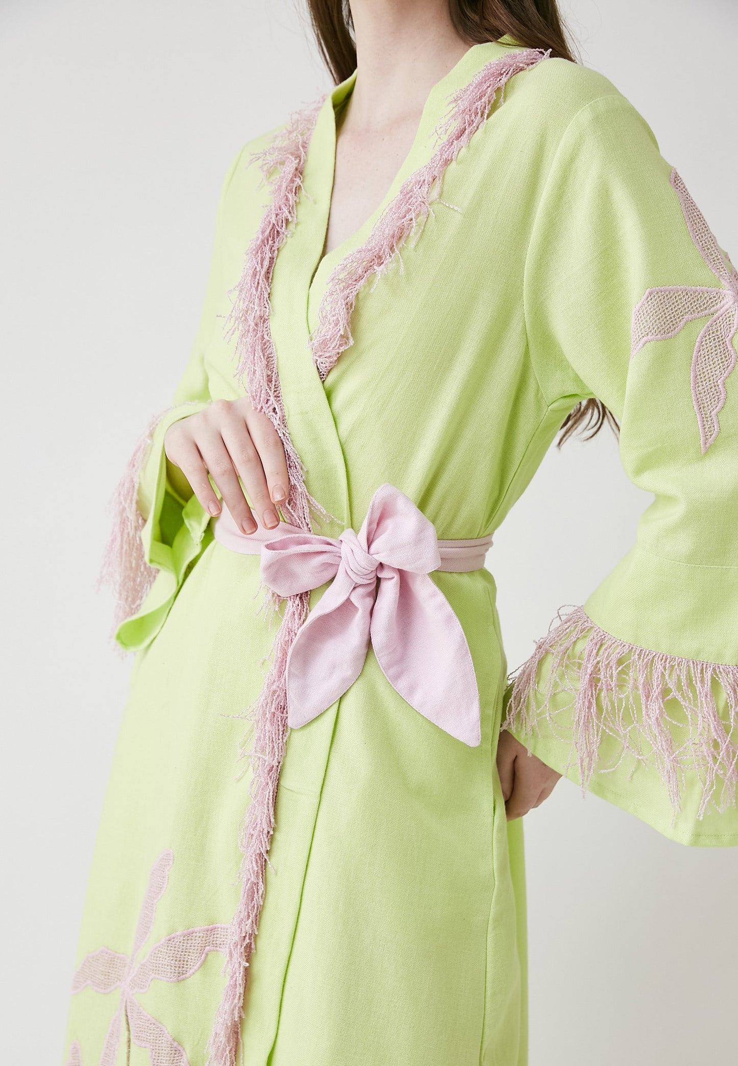 Kimono lungo color lime Horizon