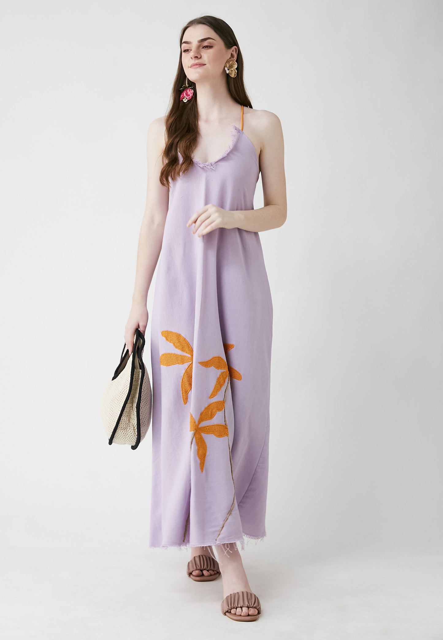Vestido violeta tropical