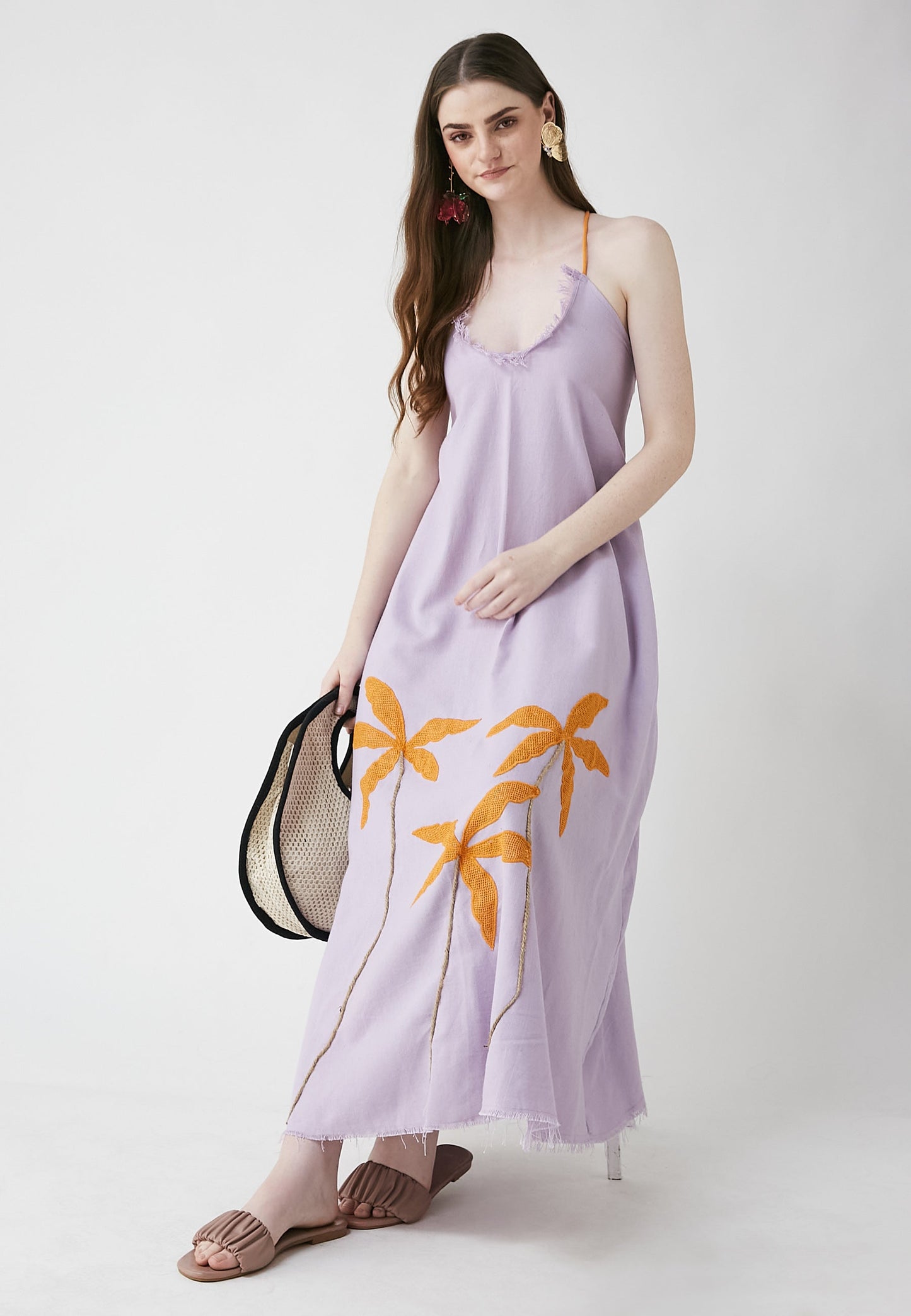 Vestido violeta tropical
