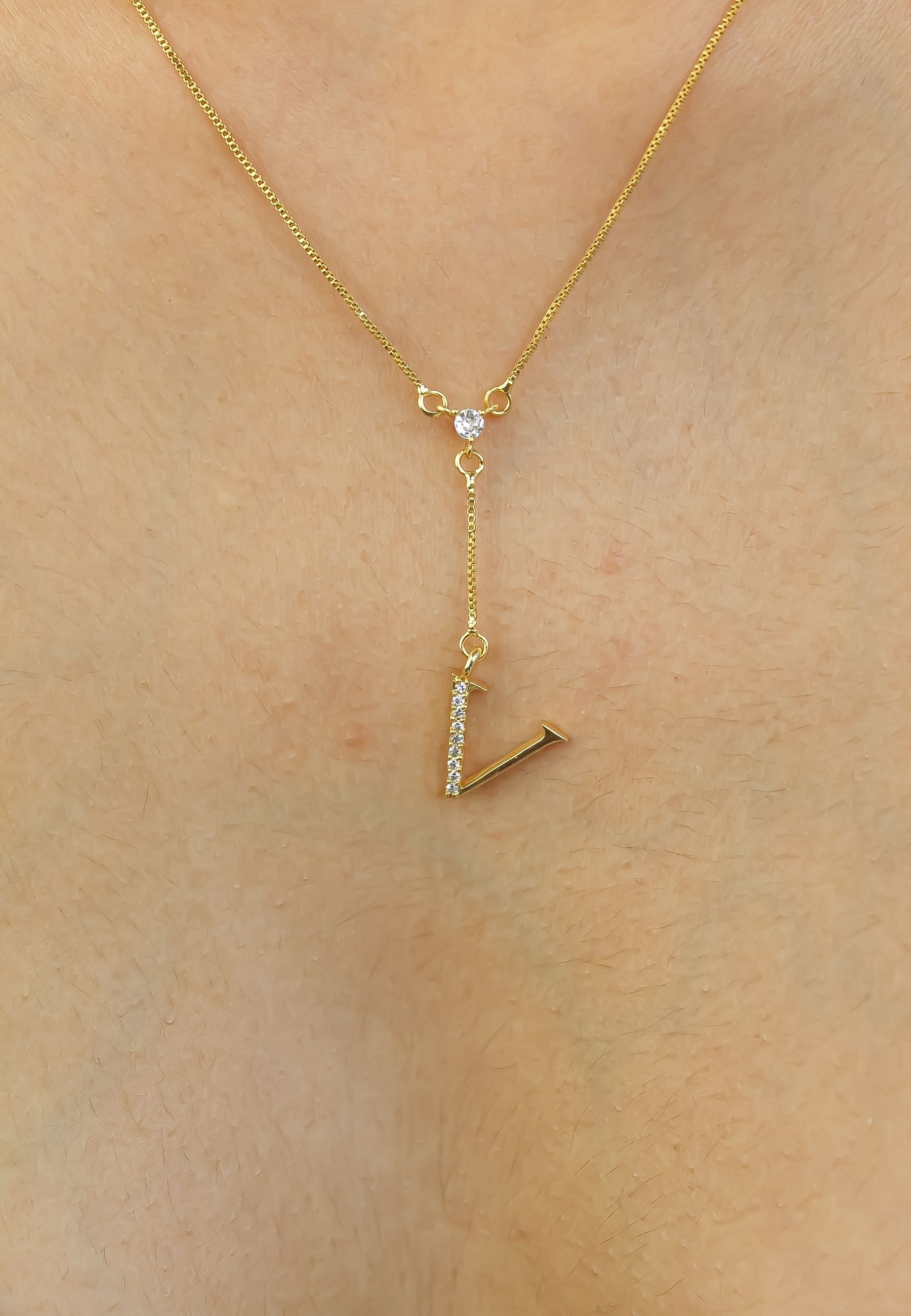 gold alphabet necklaces Bombay Sunset