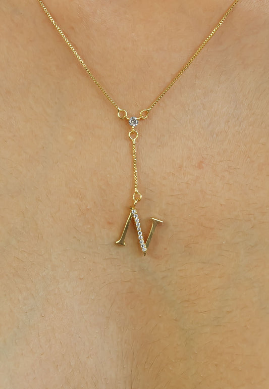 gold alphabet necklaces Bombay Sunset