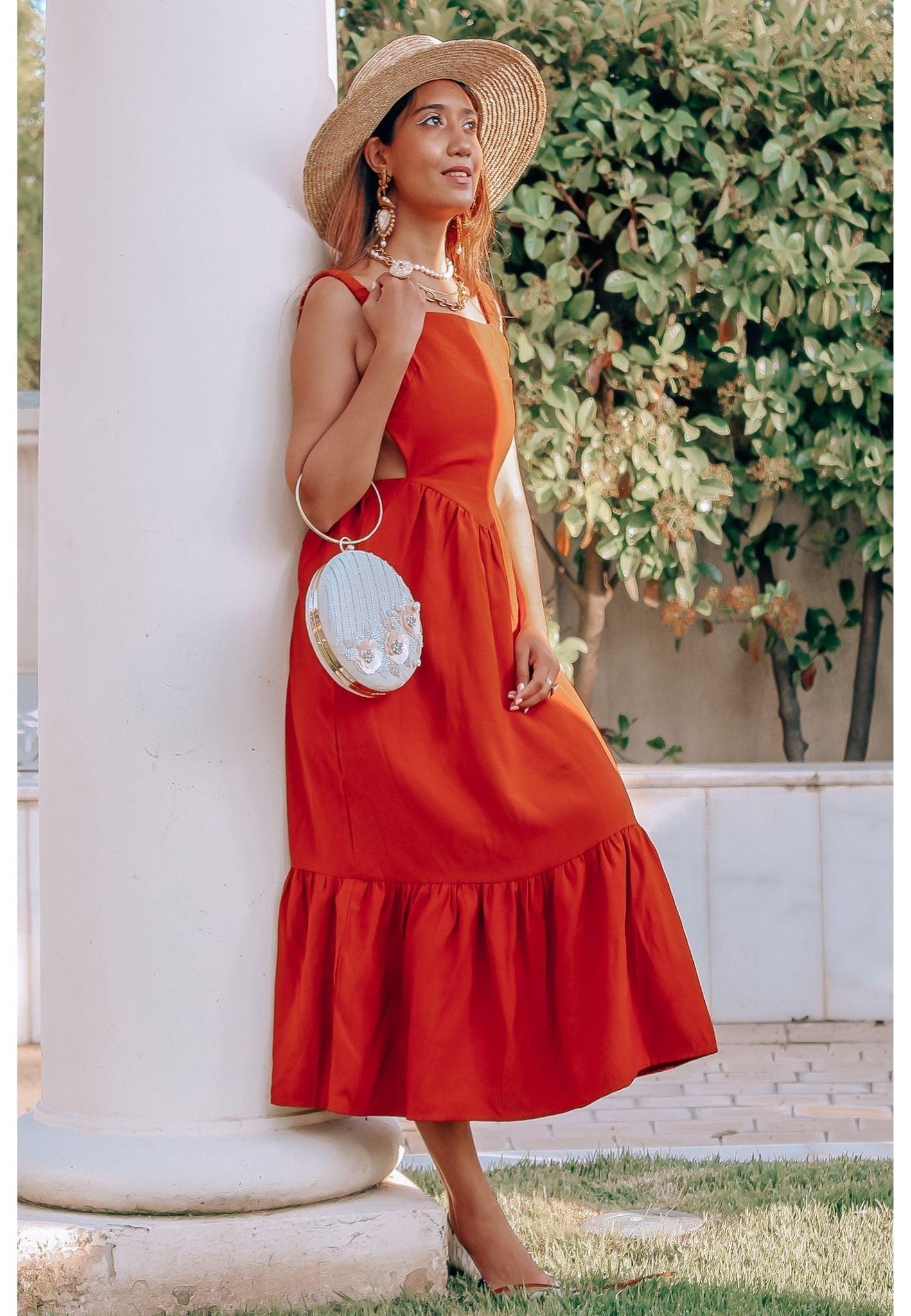 mist clutch white bag Bombay Sunset
