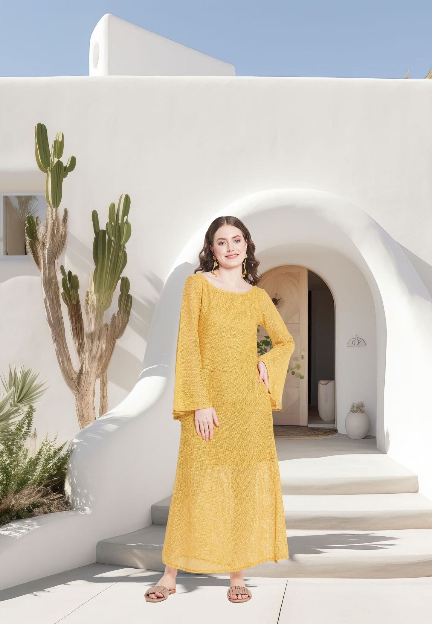 Vestido Cassia Mostaza