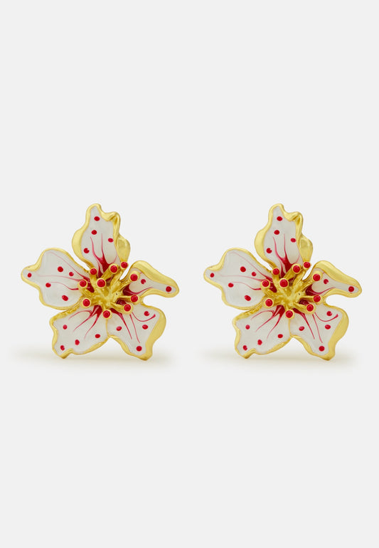 Hibiscus White Earrings