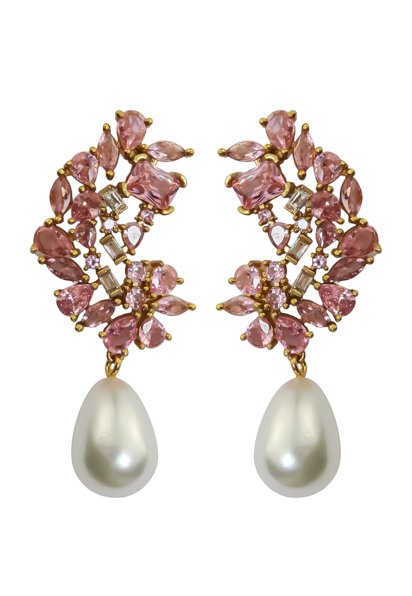 golden frosty pearl earrings Bombay Sunset