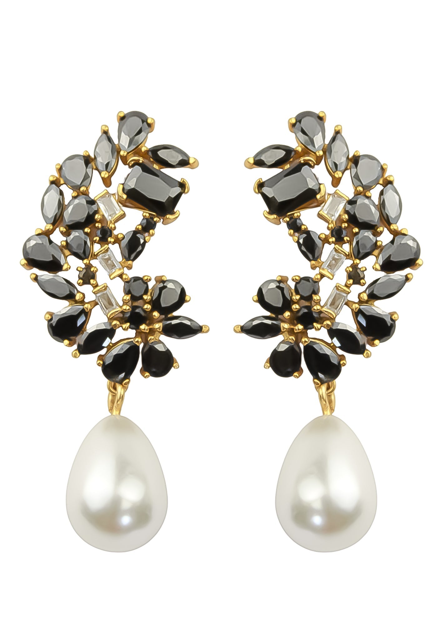 golden frosty pearl earrings Bombay Sunset