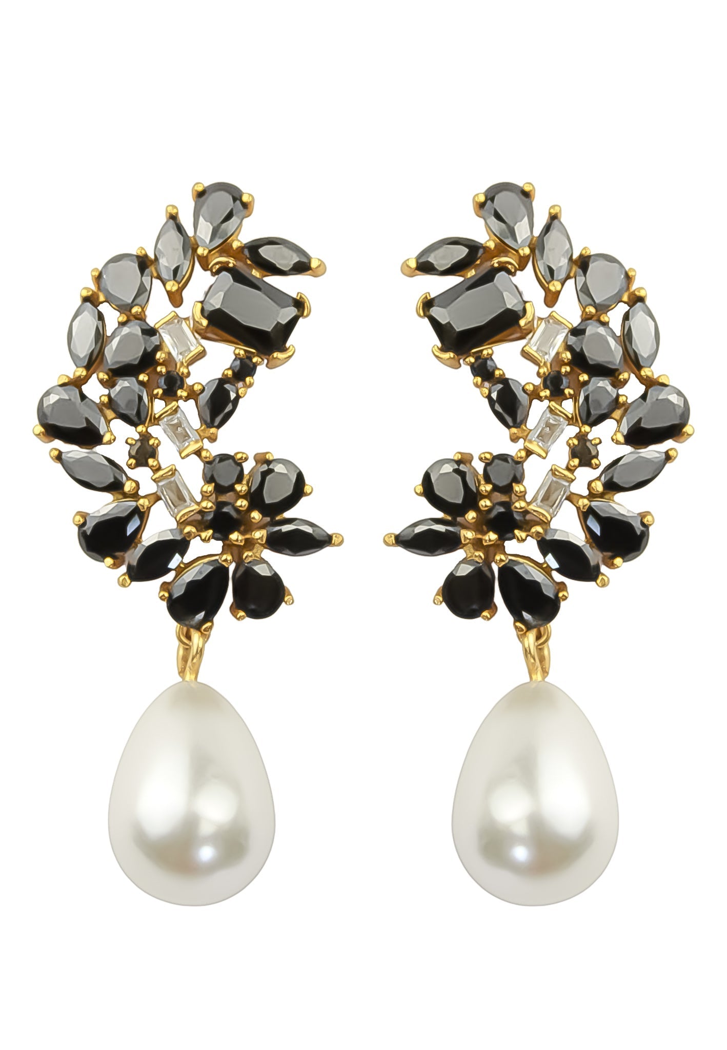 golden frosty pearl earrings Bombay Sunset