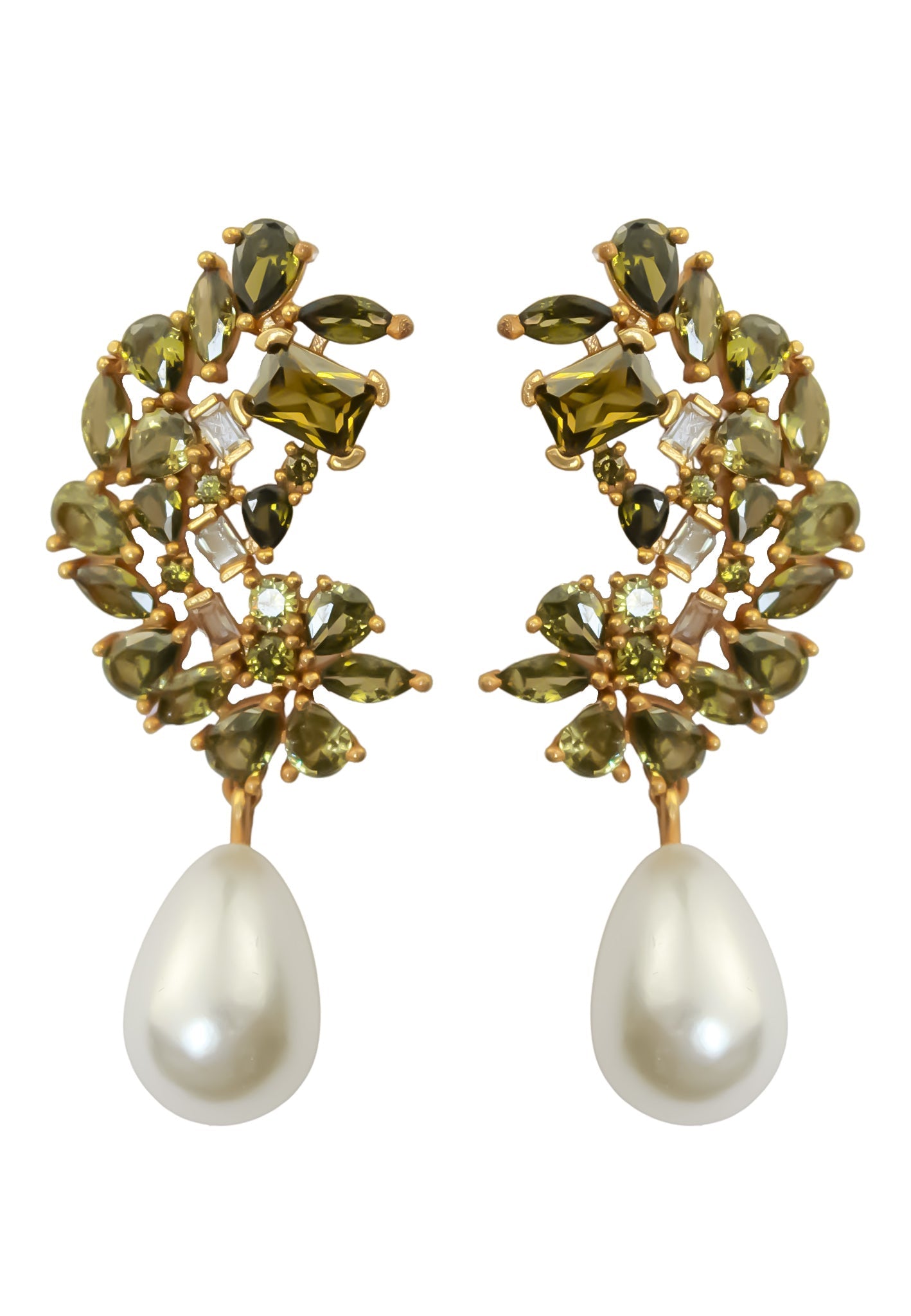 golden frosty pearl earrings Bombay Sunset