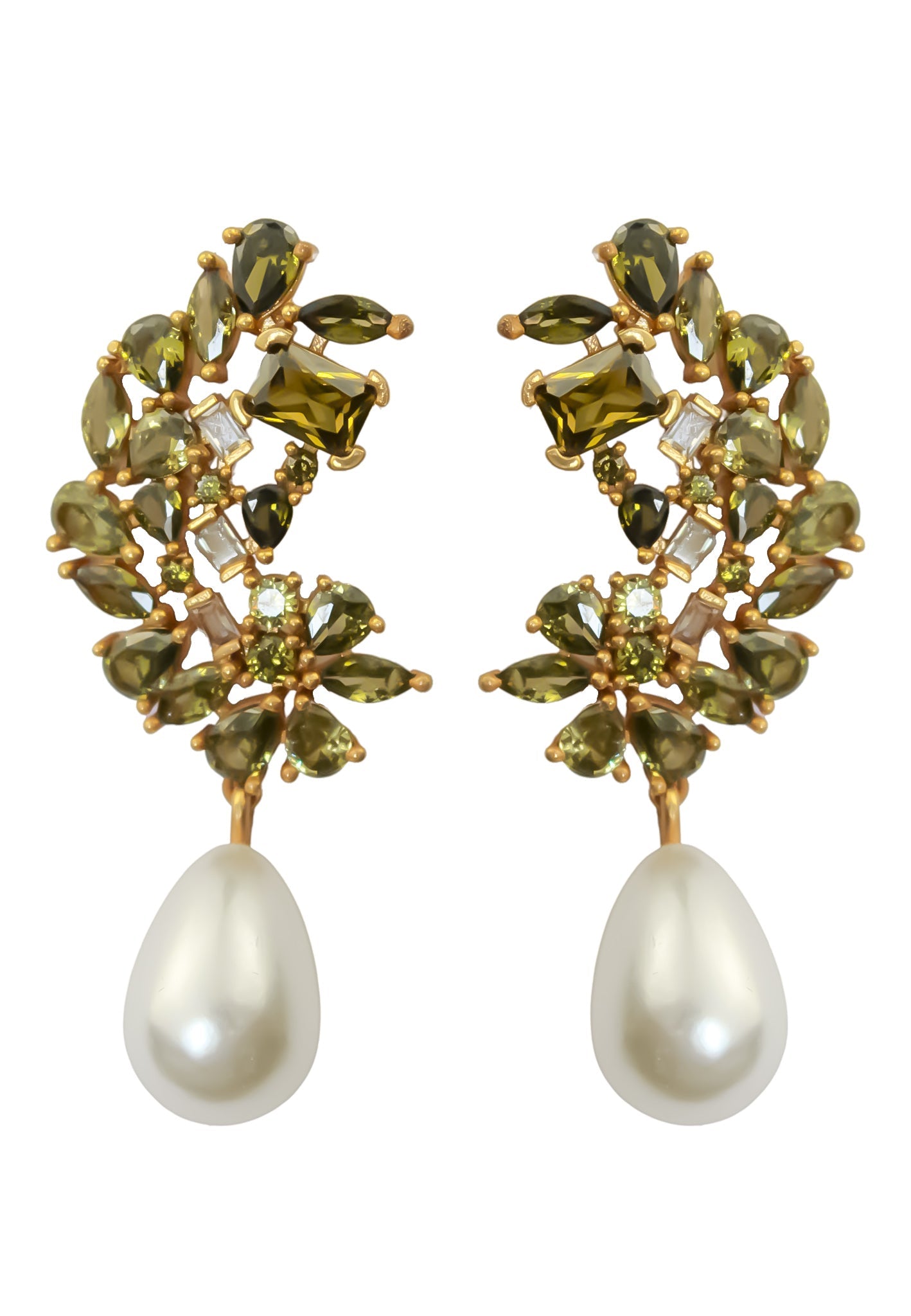 golden frosty pearl earrings Bombay Sunset