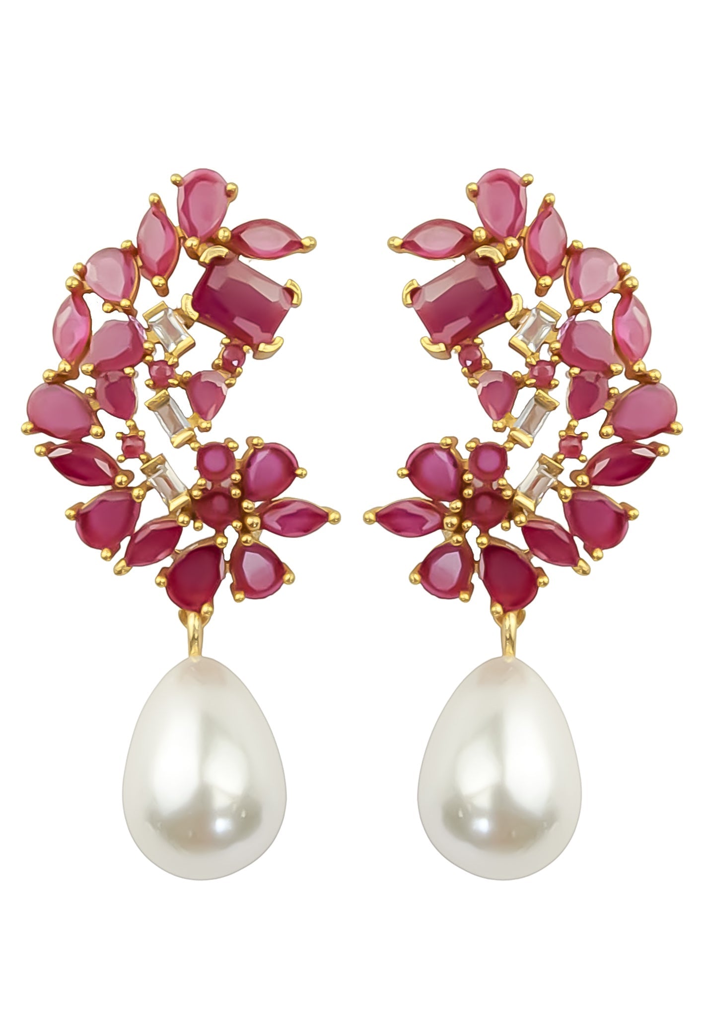 golden frosty pearl earrings Bombay Sunset