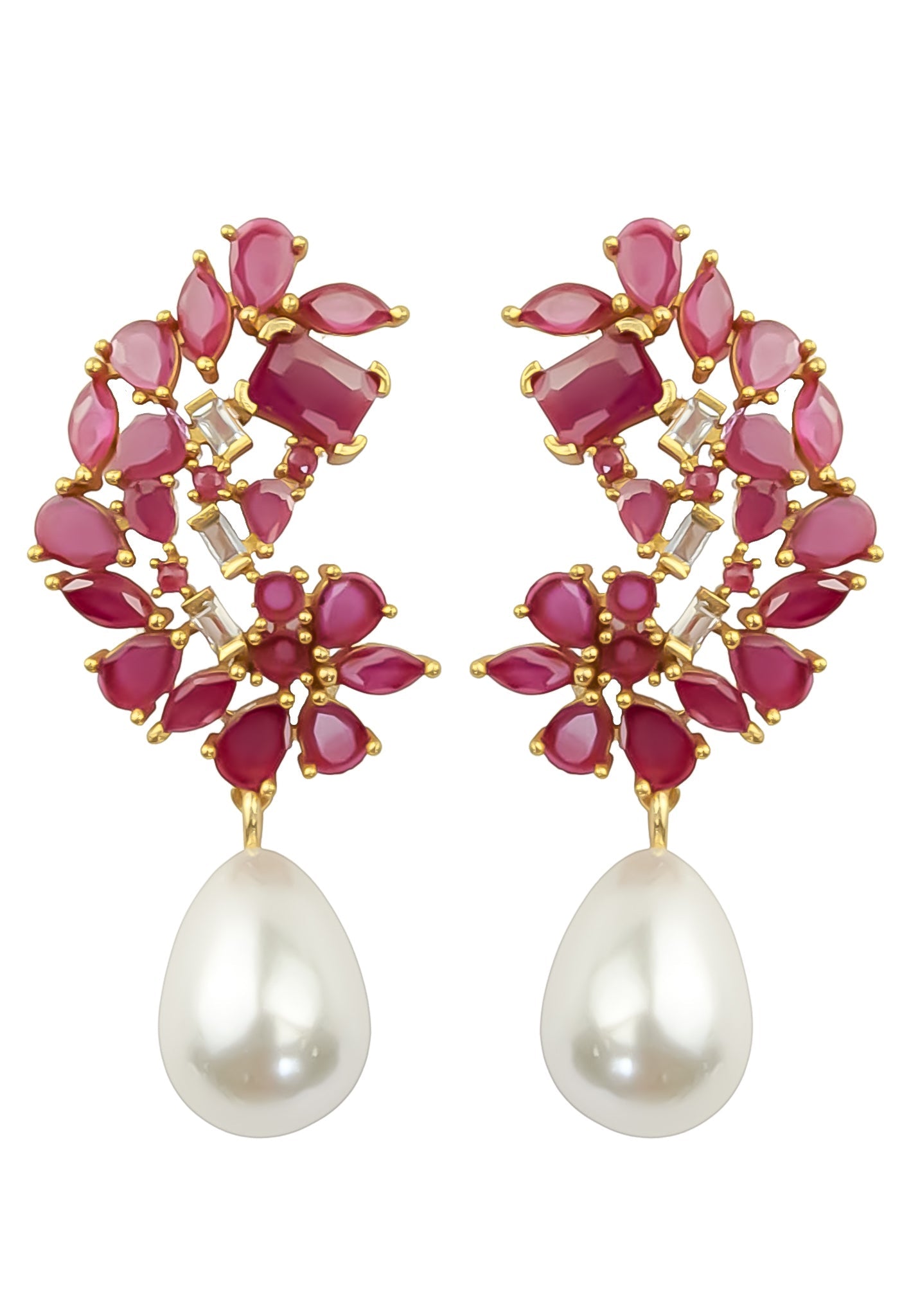 golden frosty pearl earrings Bombay Sunset