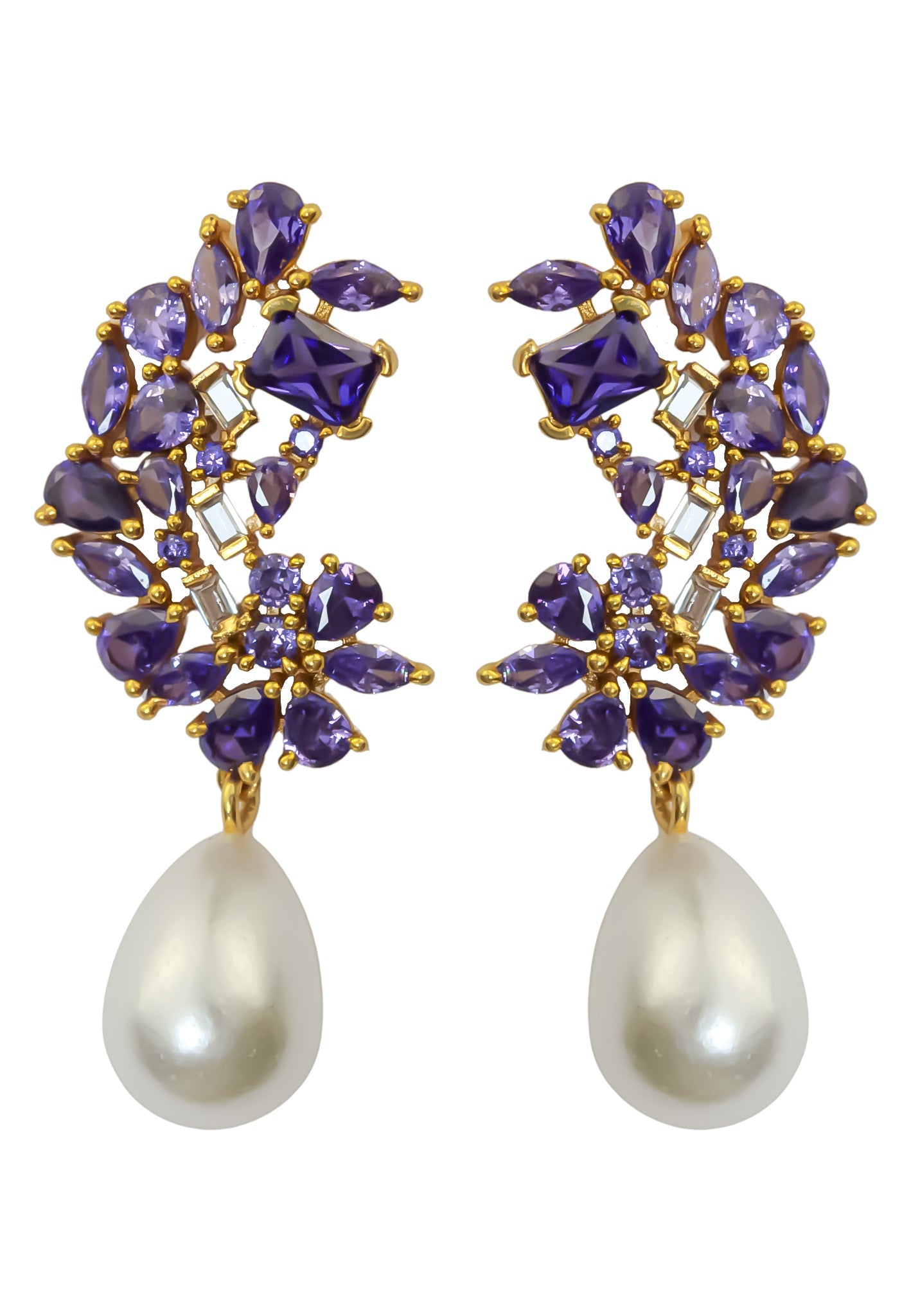 golden frosty pearl earrings Bombay Sunset