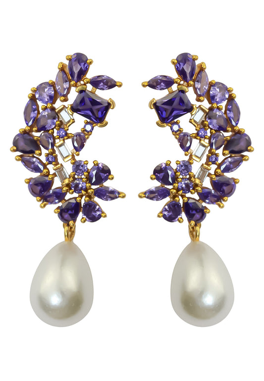 golden frosty pearl earrings Bombay Sunset
