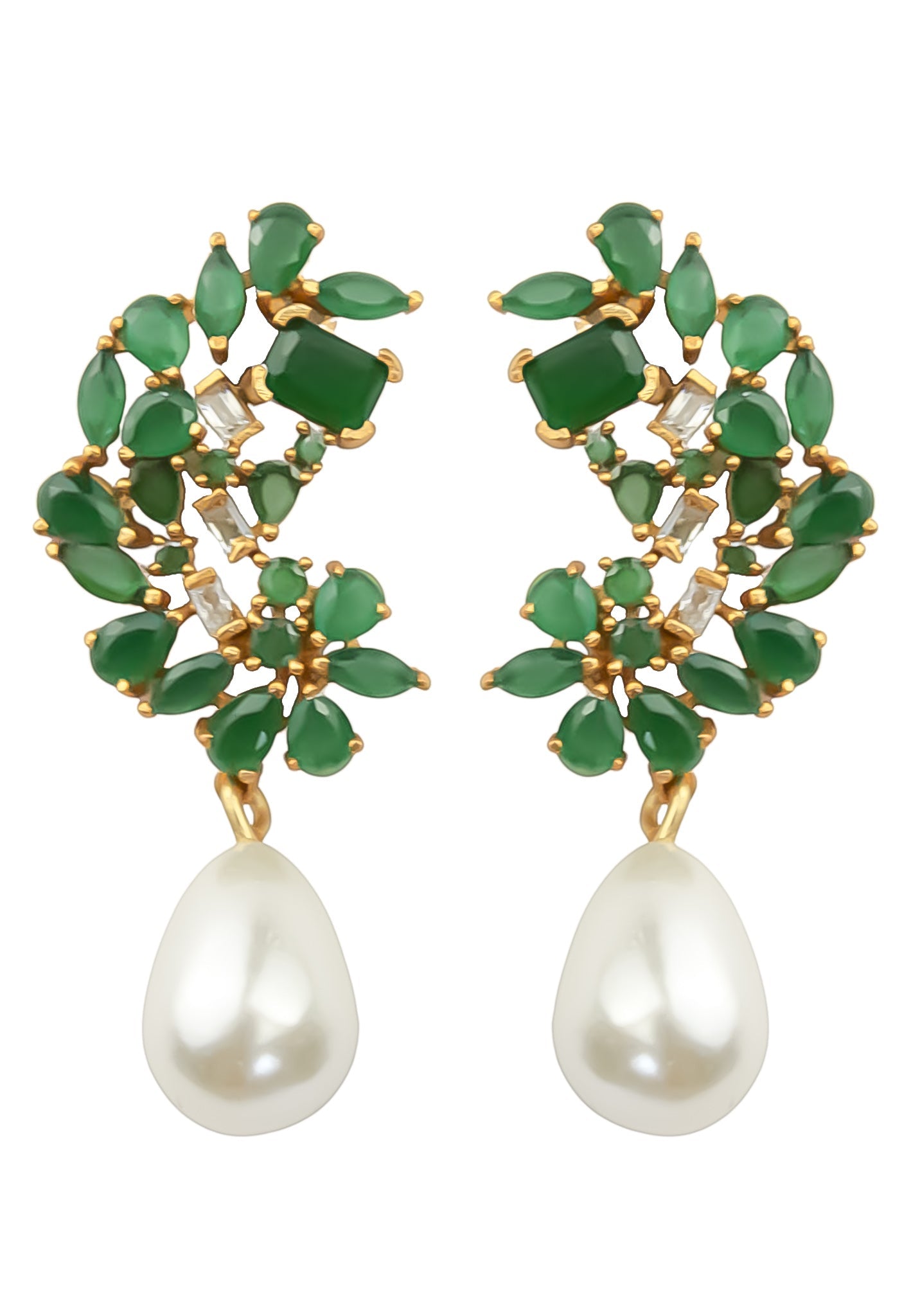 golden frosty pearl earrings Bombay Sunset