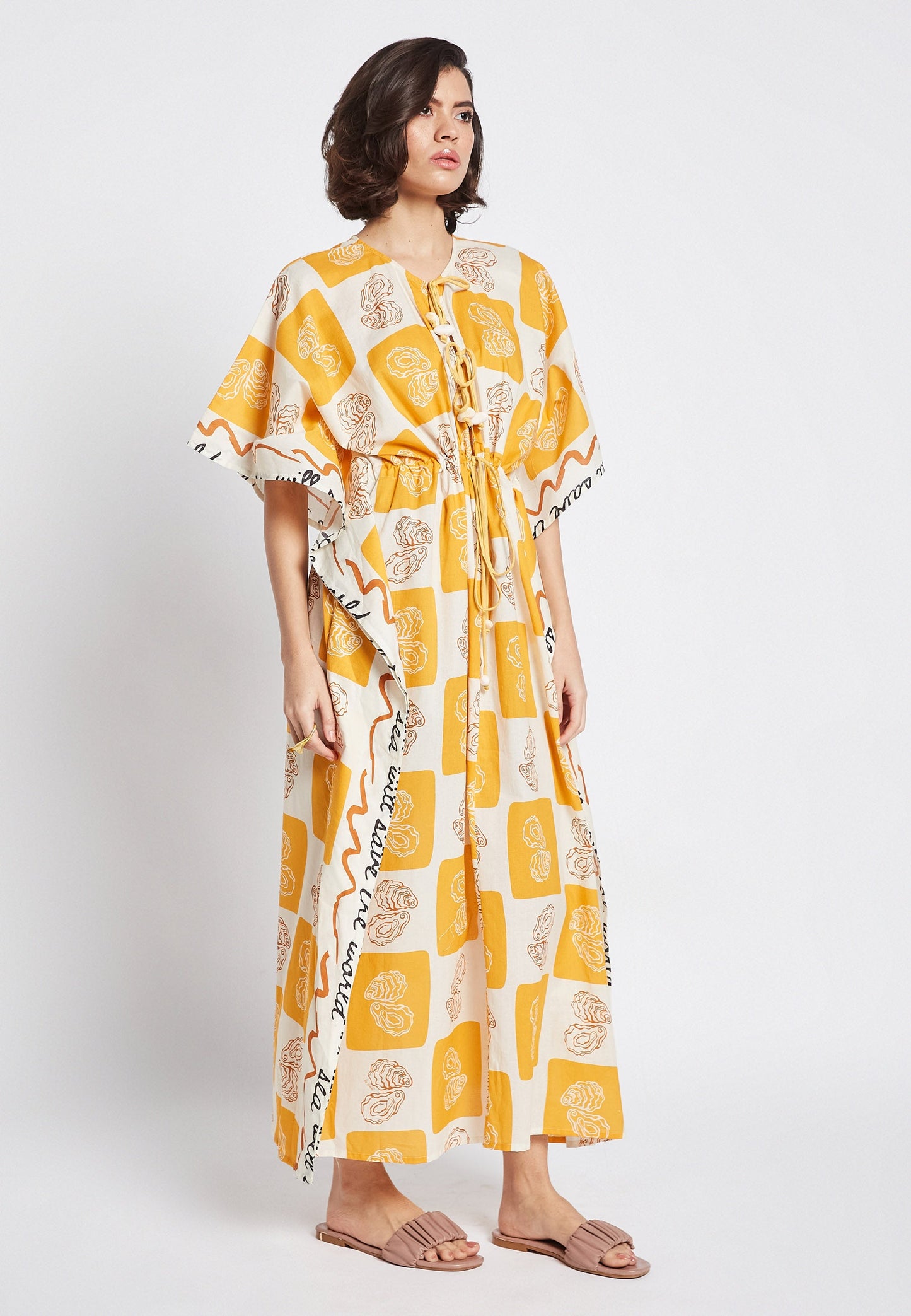 Amaris Oyster Kaftan Dress