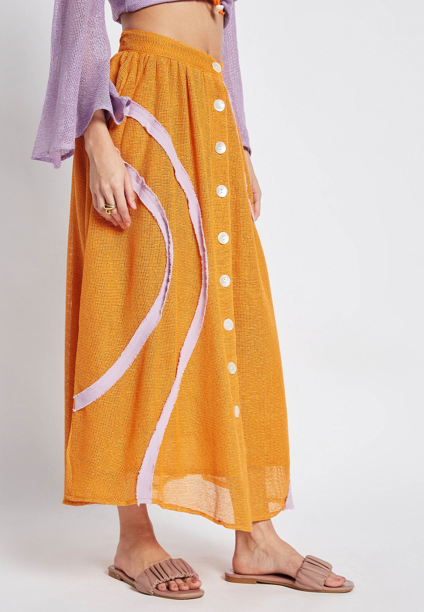 Ripple Orange Skirt