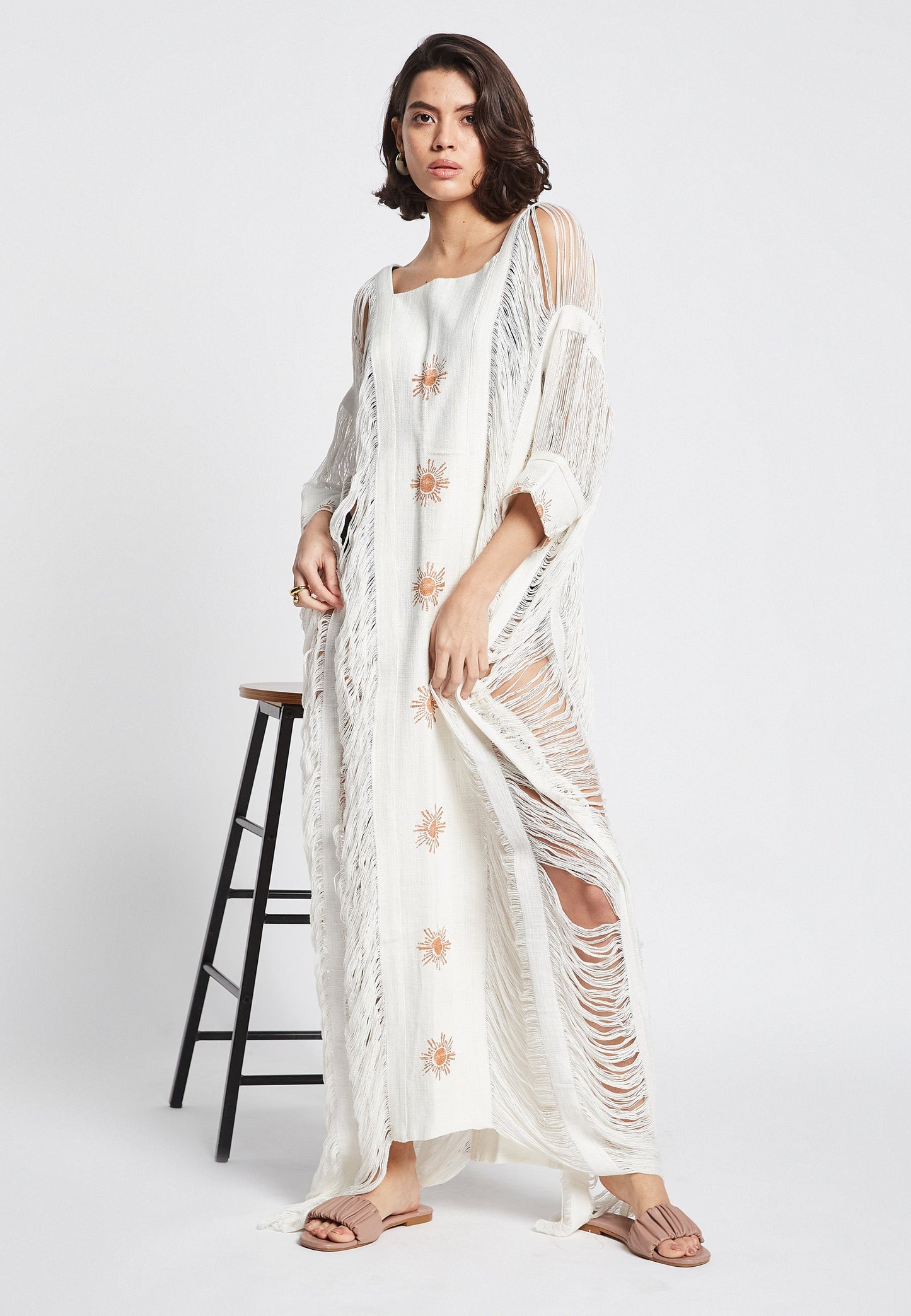 Sunset White Poncho