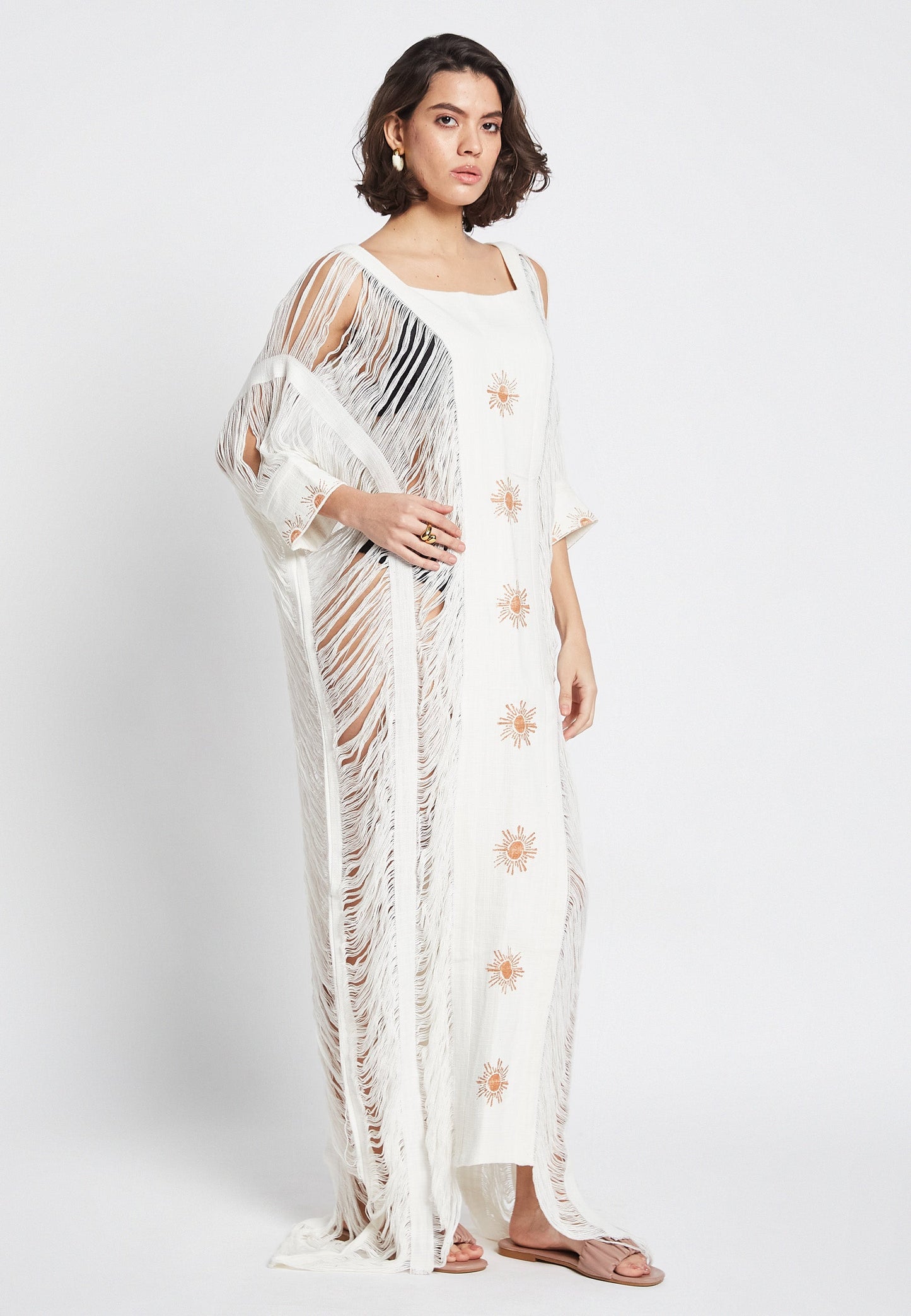 Sunset White Poncho