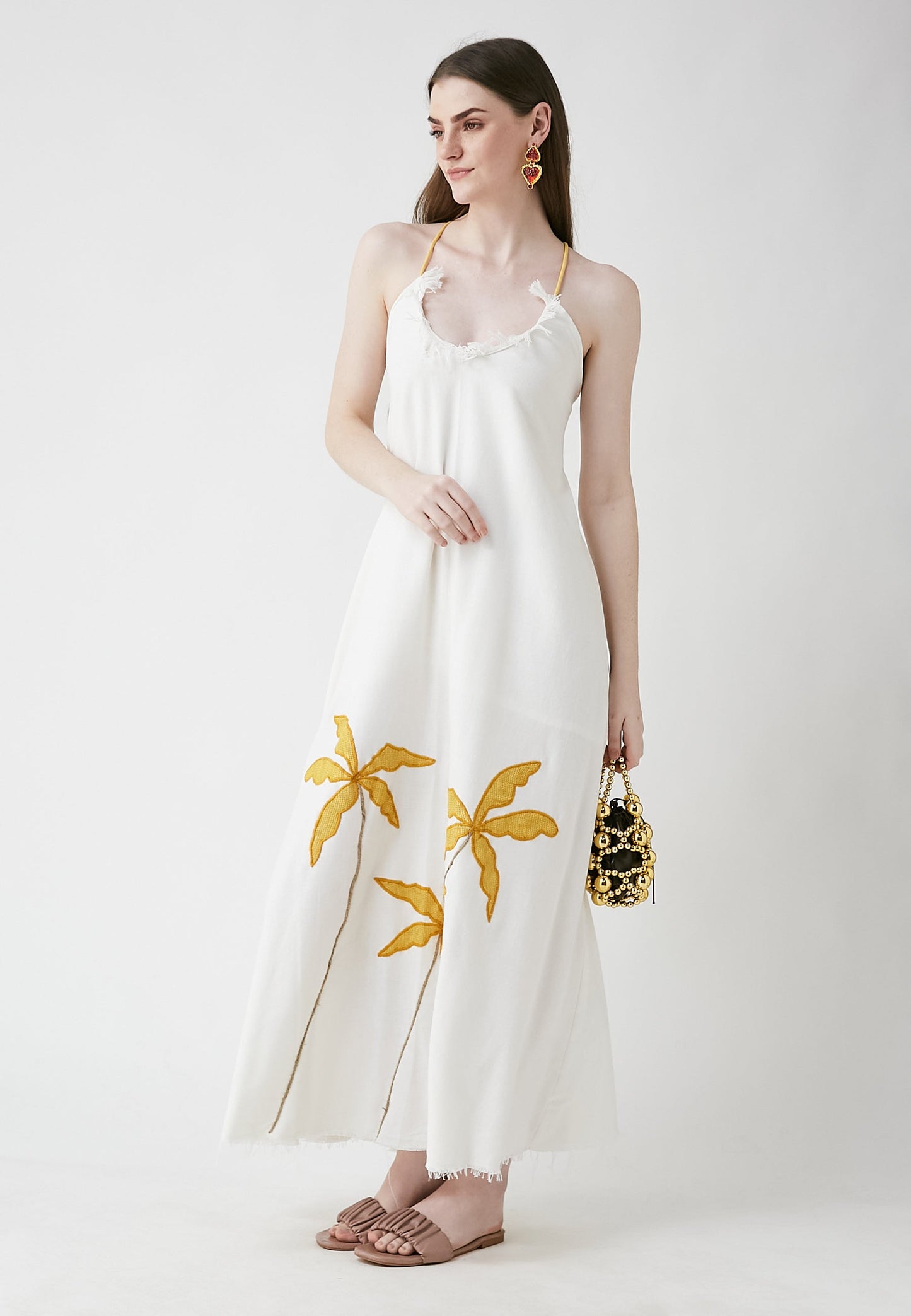 Tropical Long White Dress