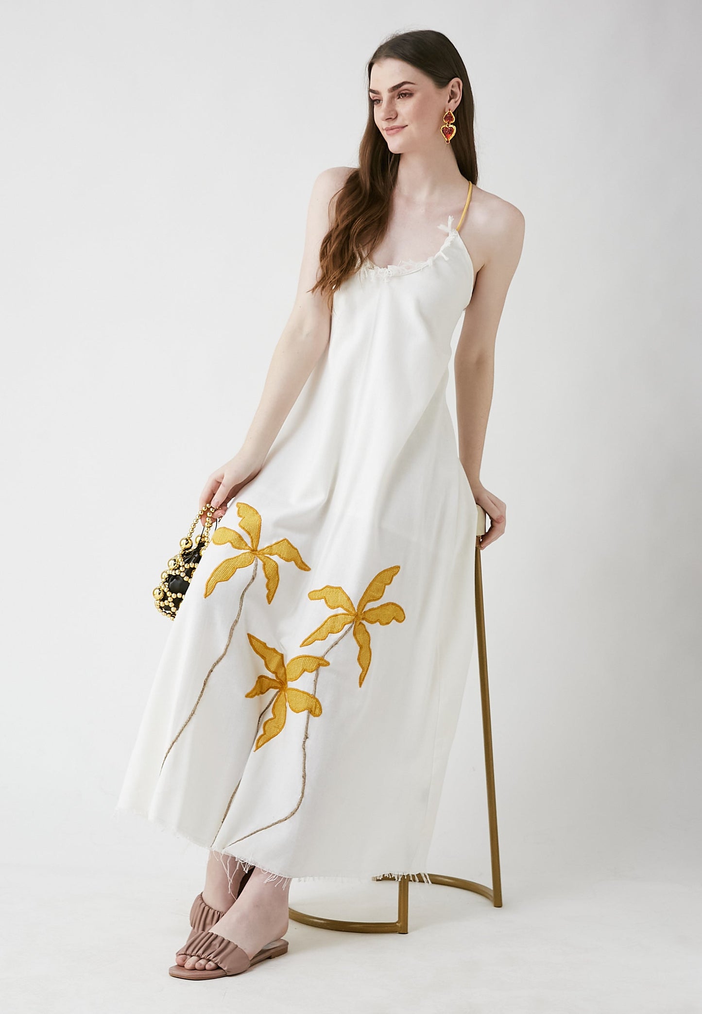 Tropical Long White Dress