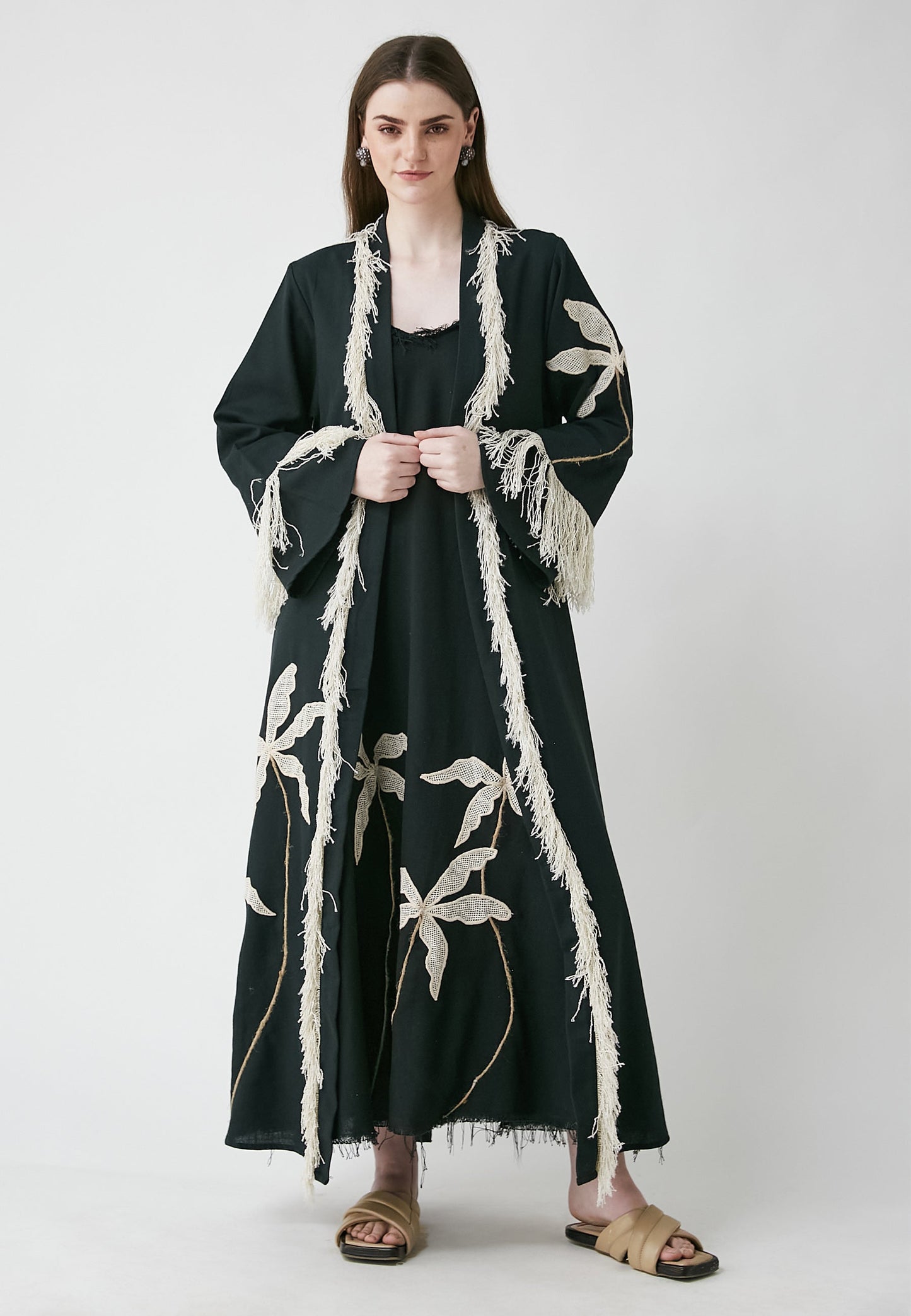 Horizon Long Black Kimono