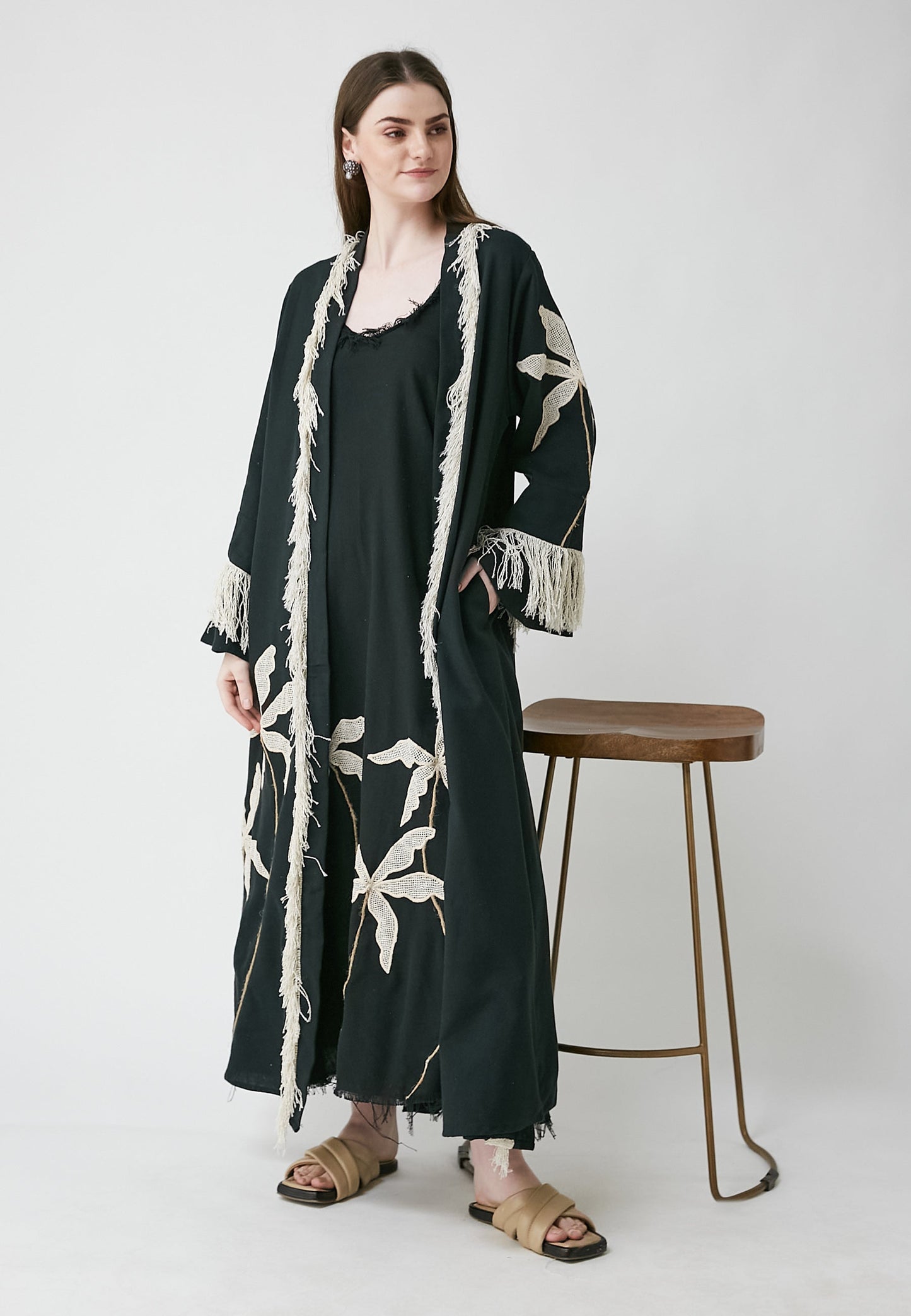 Horizon Long Black Kimono