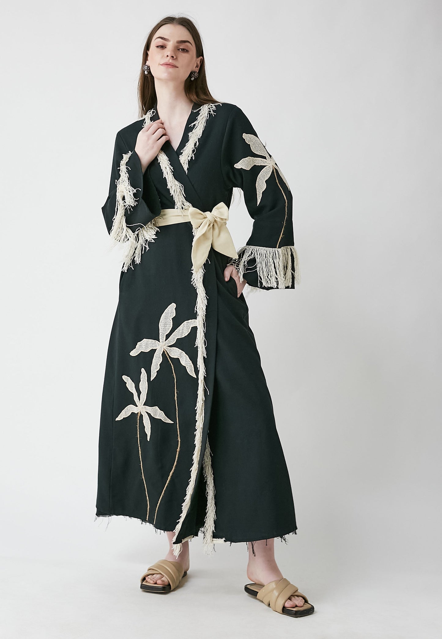 Horizon Long Black Kimono