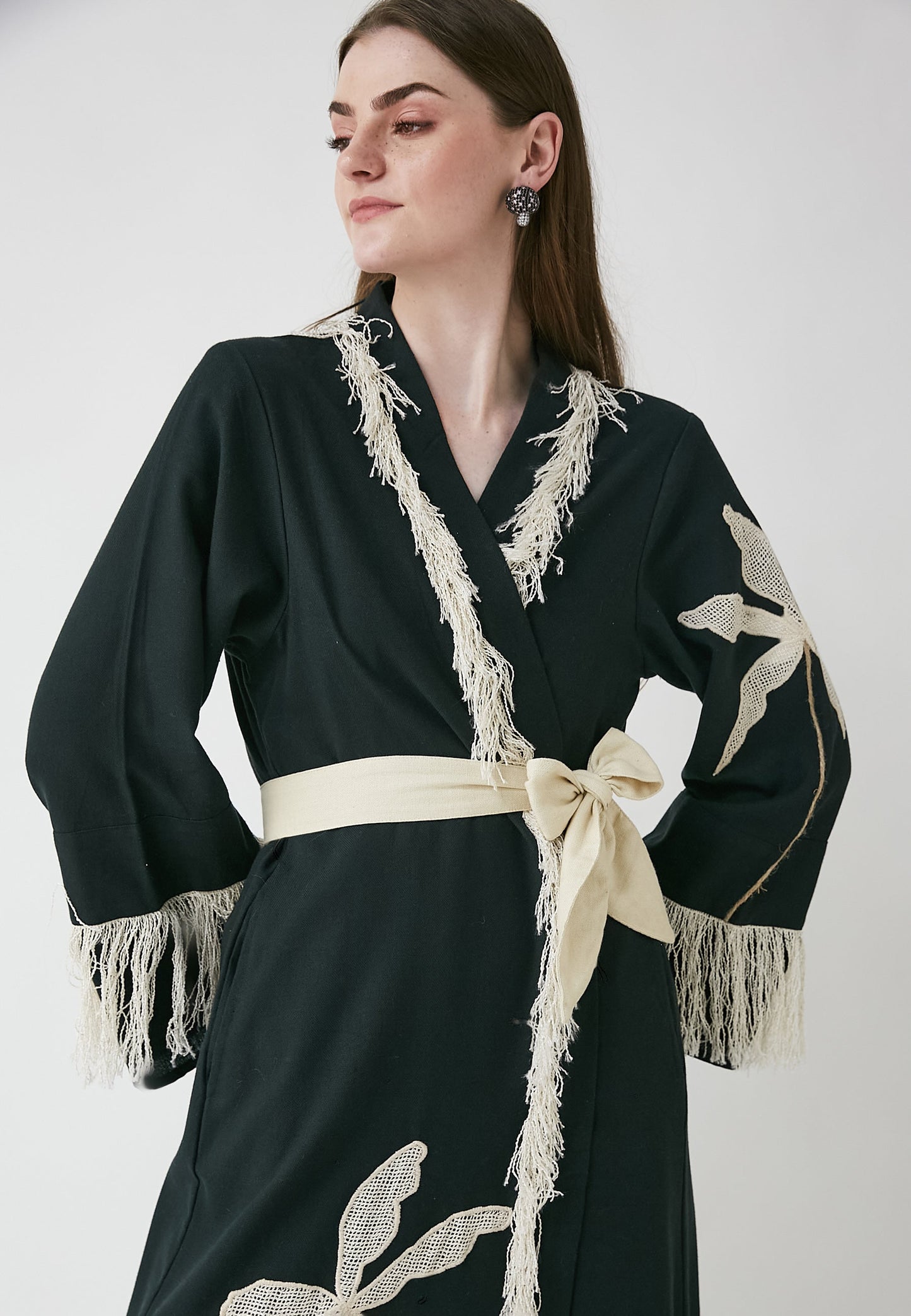 Horizon Long Black Kimono