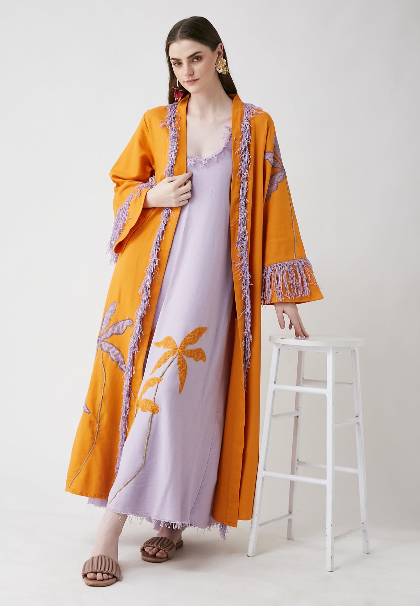 Horizon Long Orange Kimono