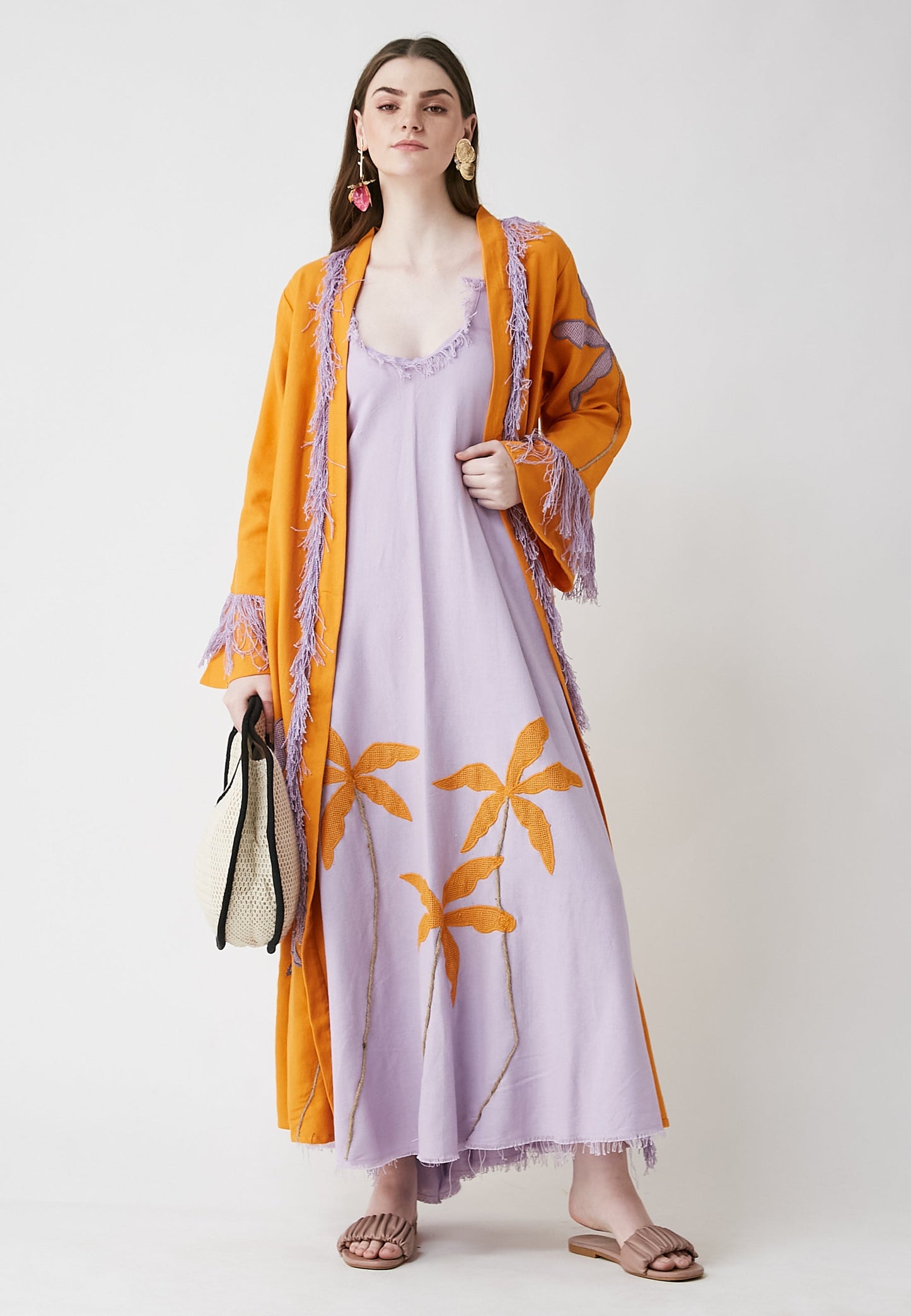 Horizon Long Orange Kimono