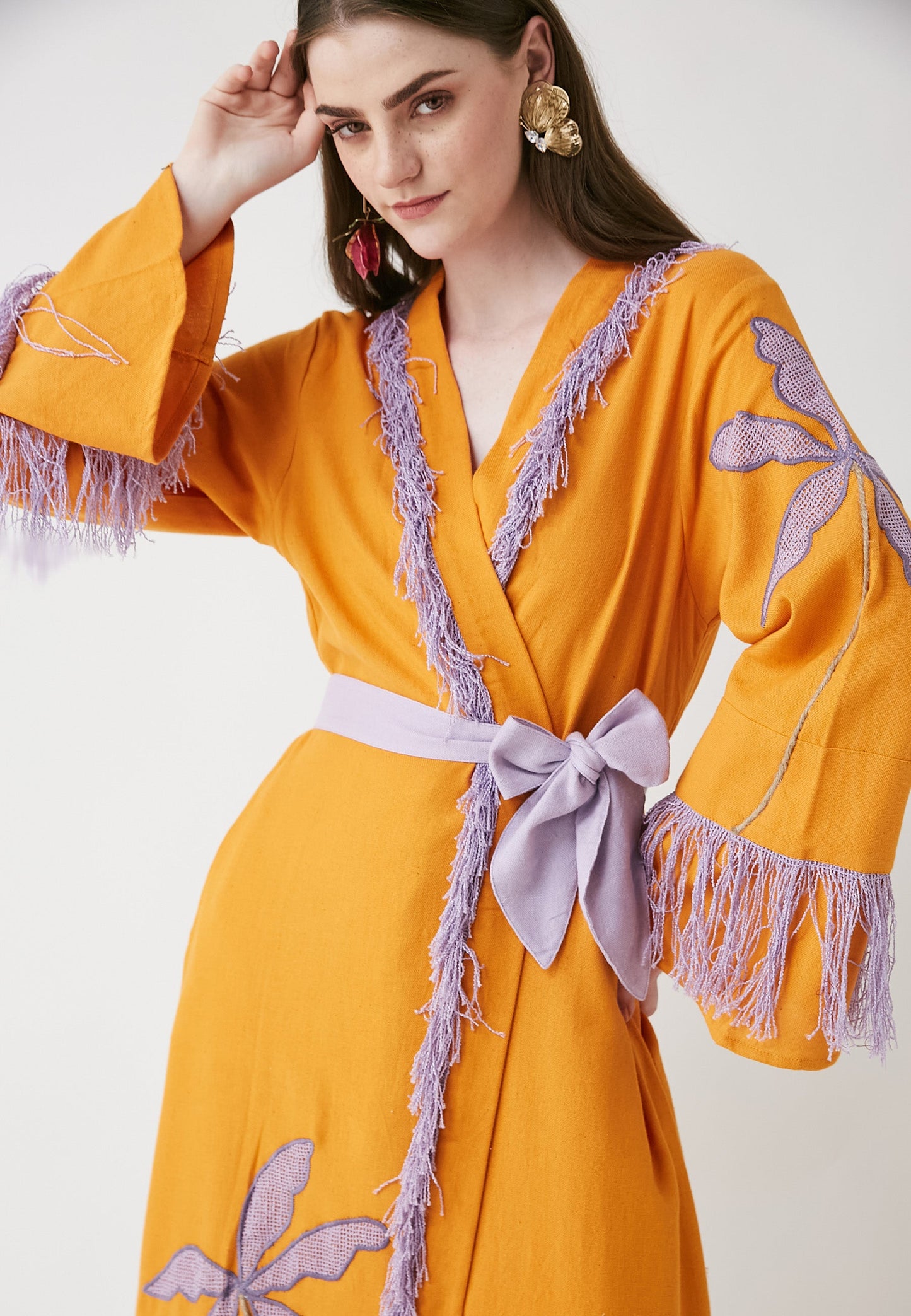 Horizon Long Orange Kimono