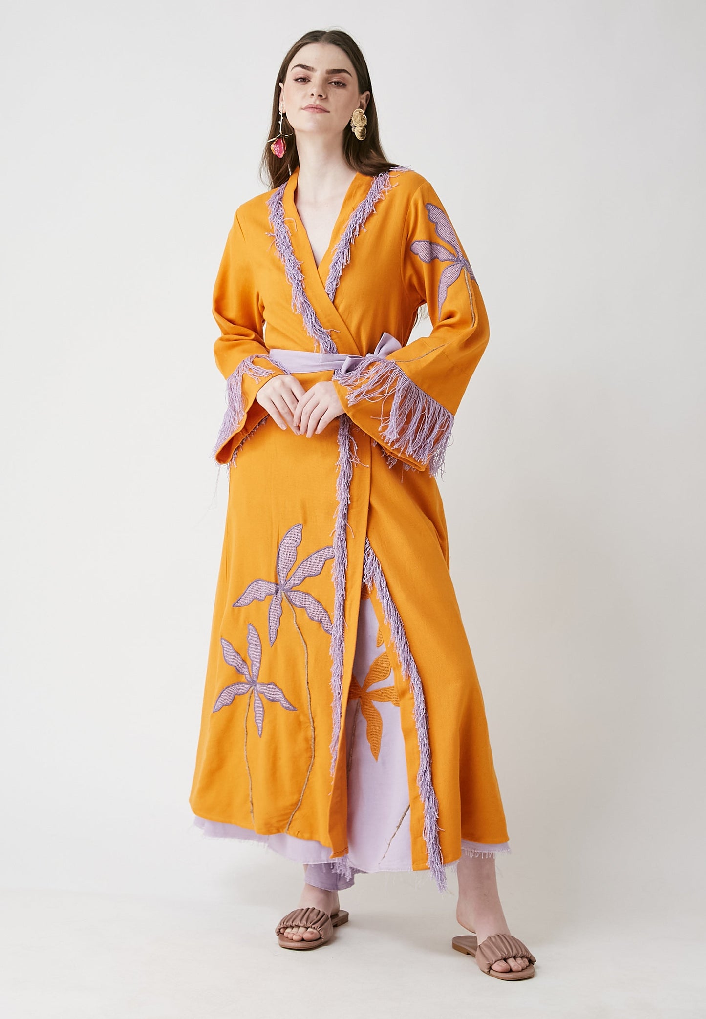 Horizon Long Orange Kimono