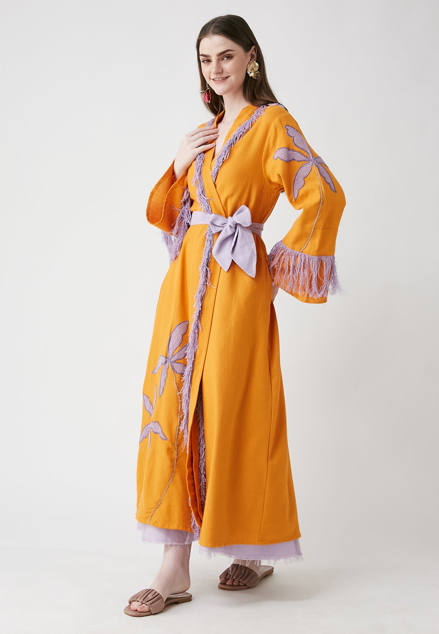 Horizon Long Orange Kimono