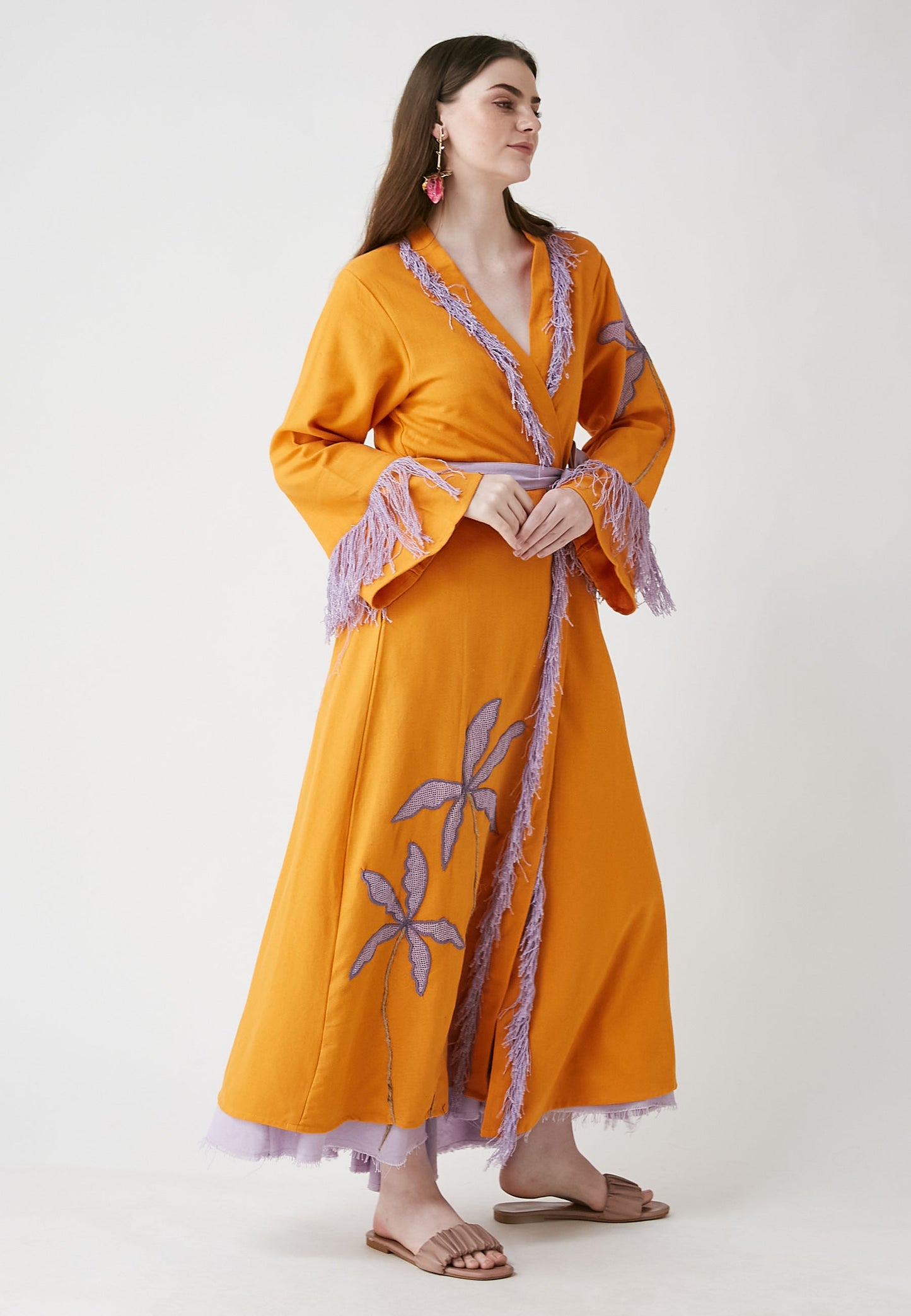 Horizon Long Orange Kimono