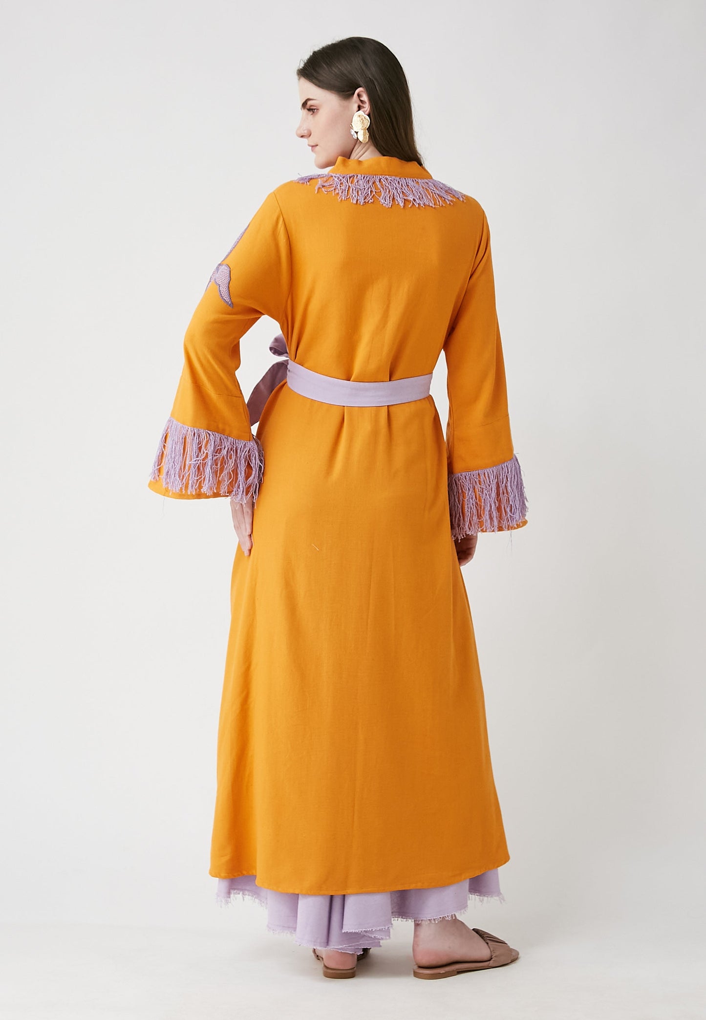 Horizon Long Orange Kimono