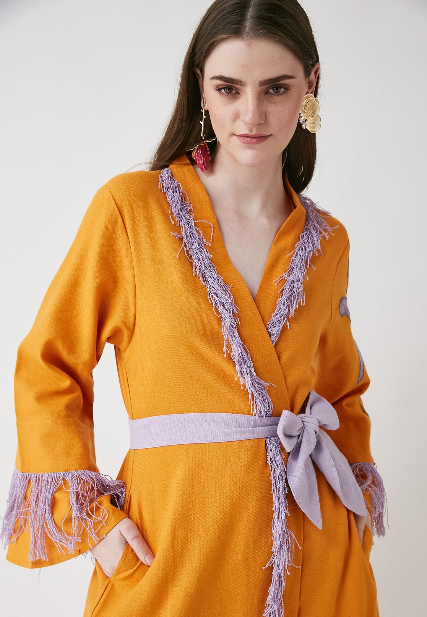 Horizon Long Orange Kimono