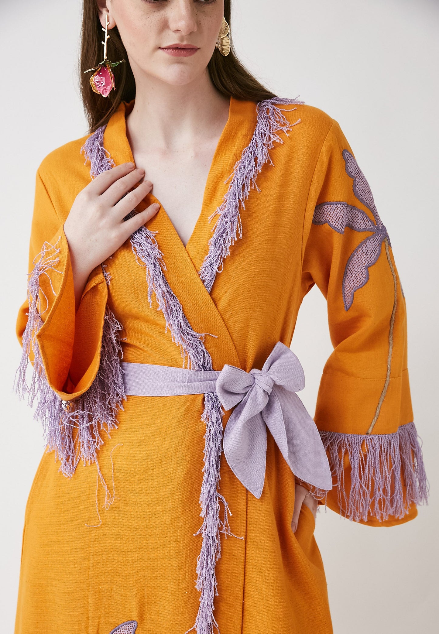 Horizon Long Orange Kimono