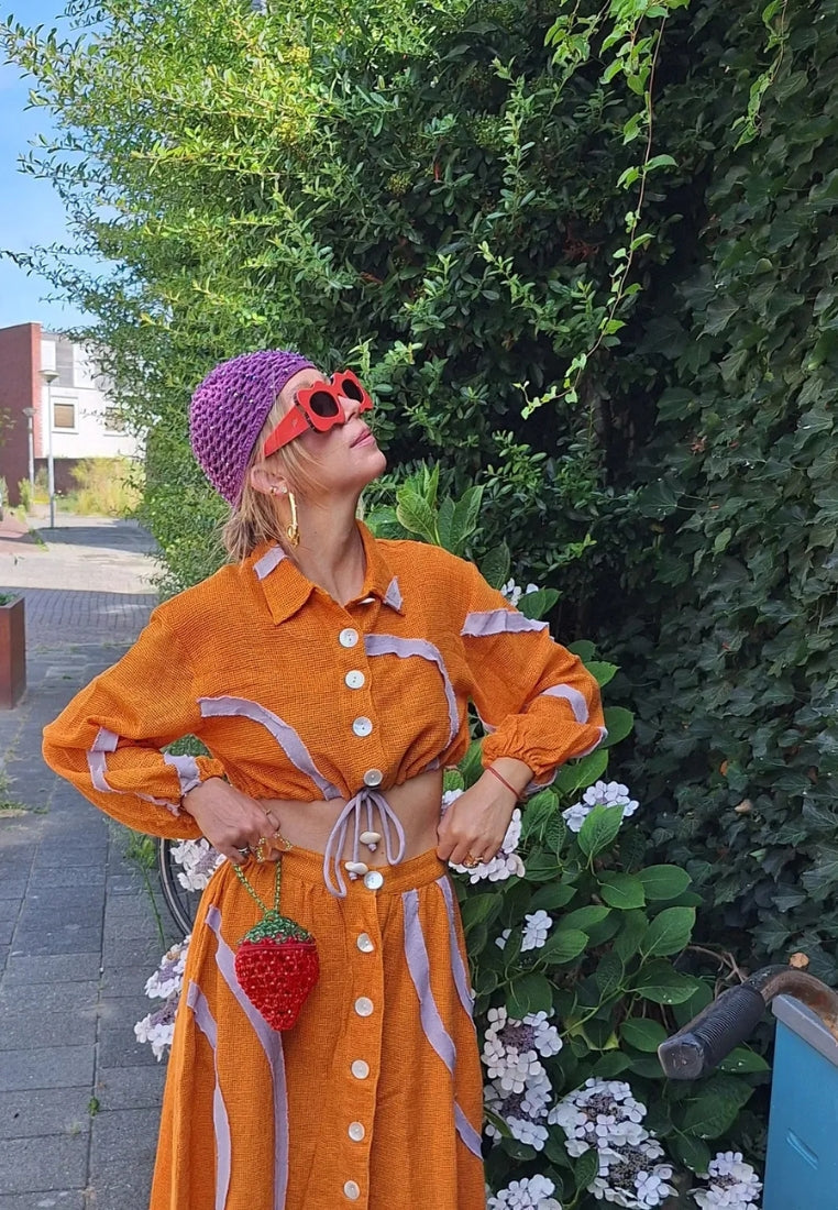 Top arancione ondulato