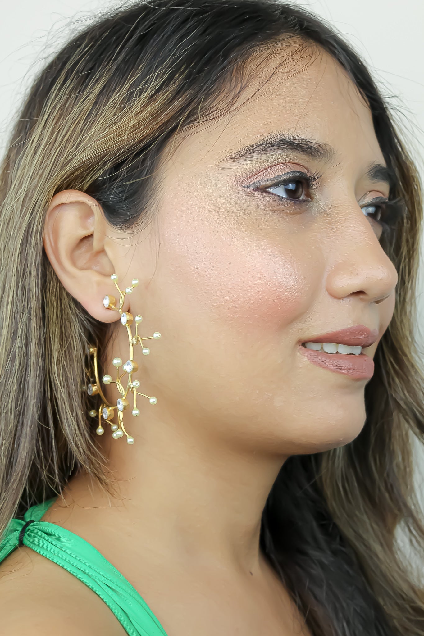 golden creeper earrings Bombay Sunset