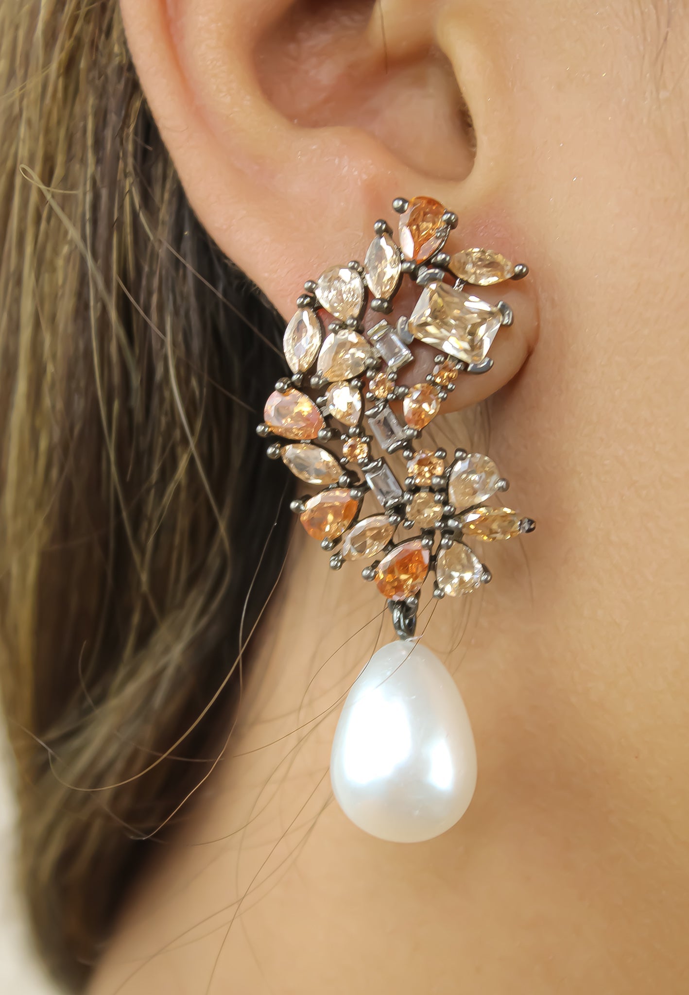 frosty pearl earrings below 50 big bridal bride bridesmaid Bombay Sunset