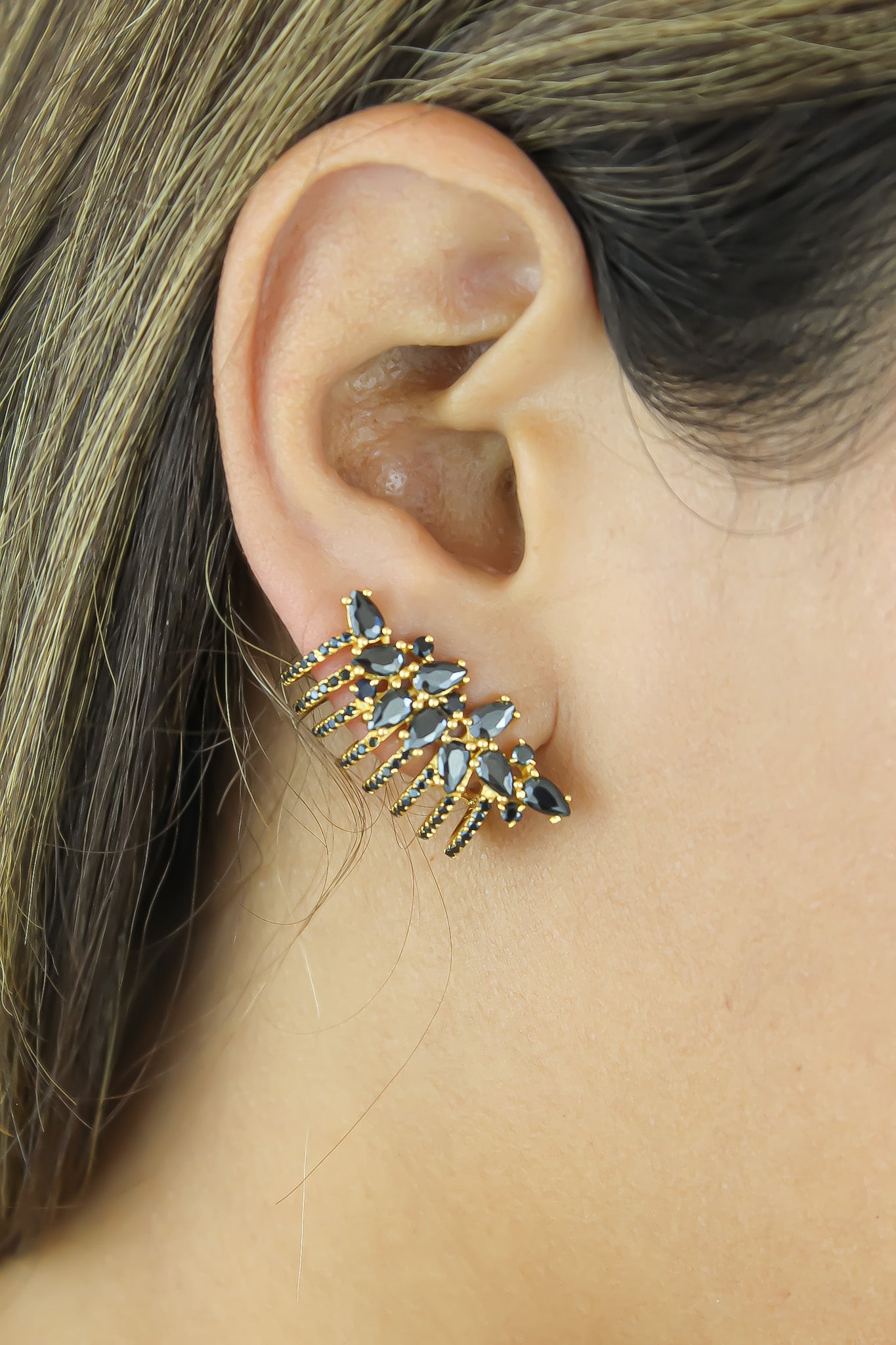 london climber earrings with stones Bombay Sunset