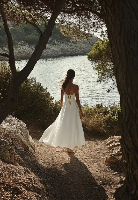 Tropical Long White Dress