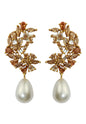 golden frosty pearl earrings Bombay Sunset