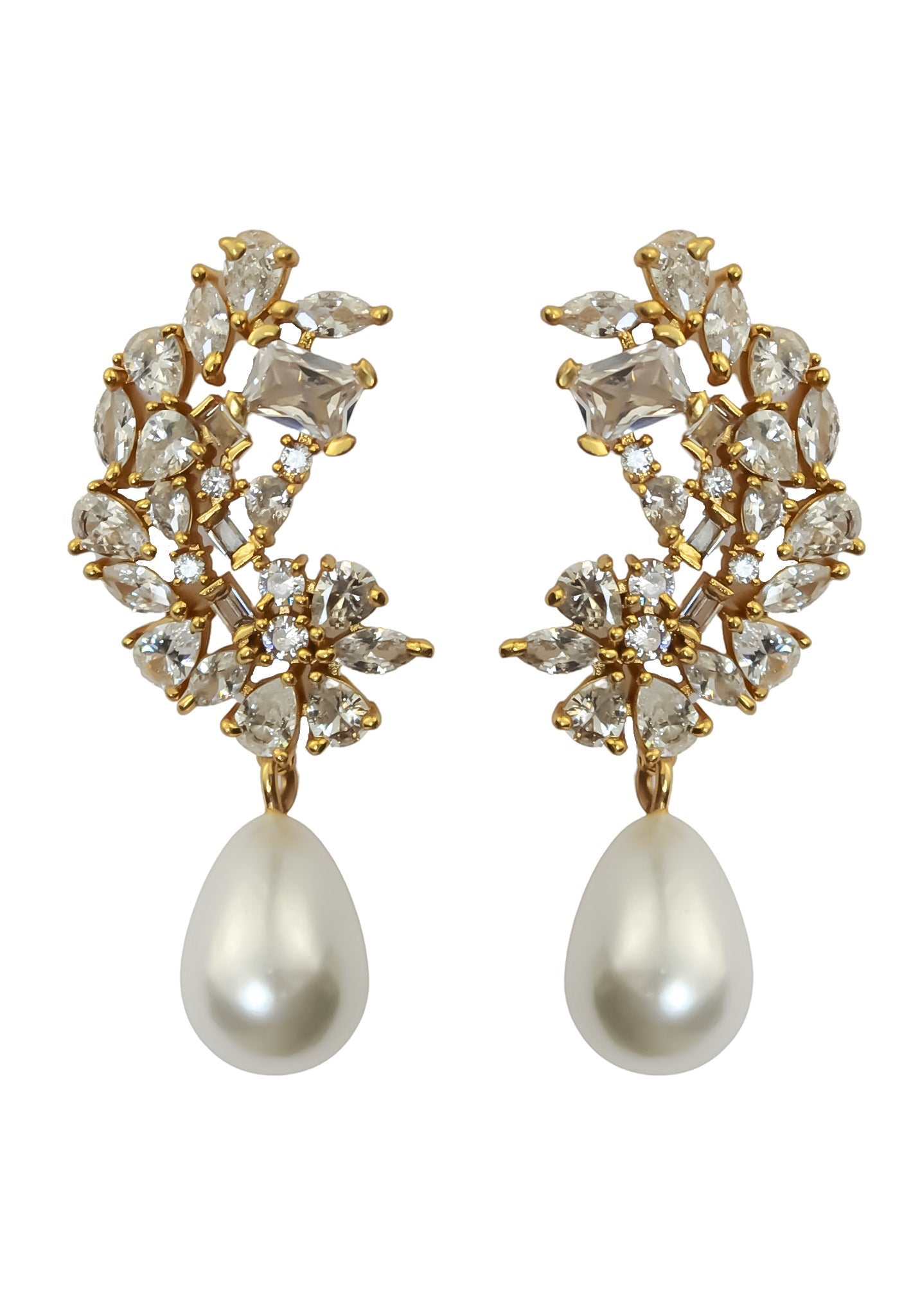 golden frosty pearl earrings Bombay Sunset